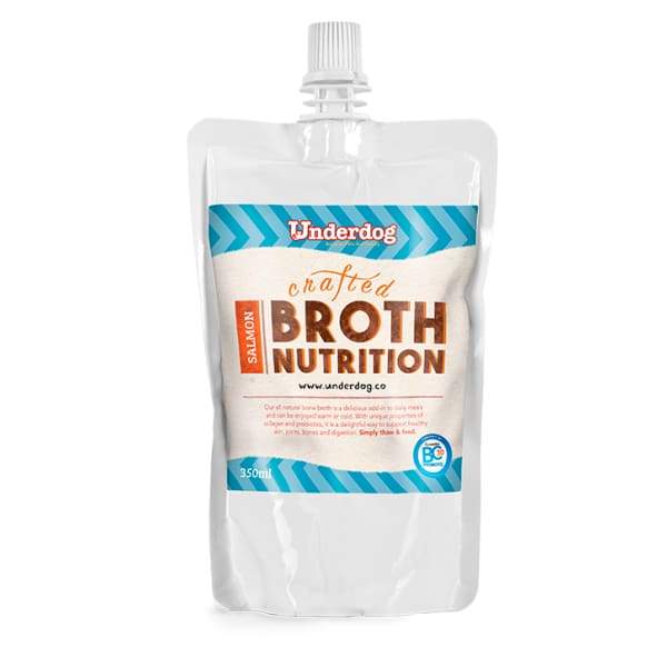 Premium Underdog Frozen Salmon Bone Broth for Dogs - 350ml | High-Protein Dog Food Topper & Digestive Aid | Perfect for Senior Dogs & Post-Surgery Recovery