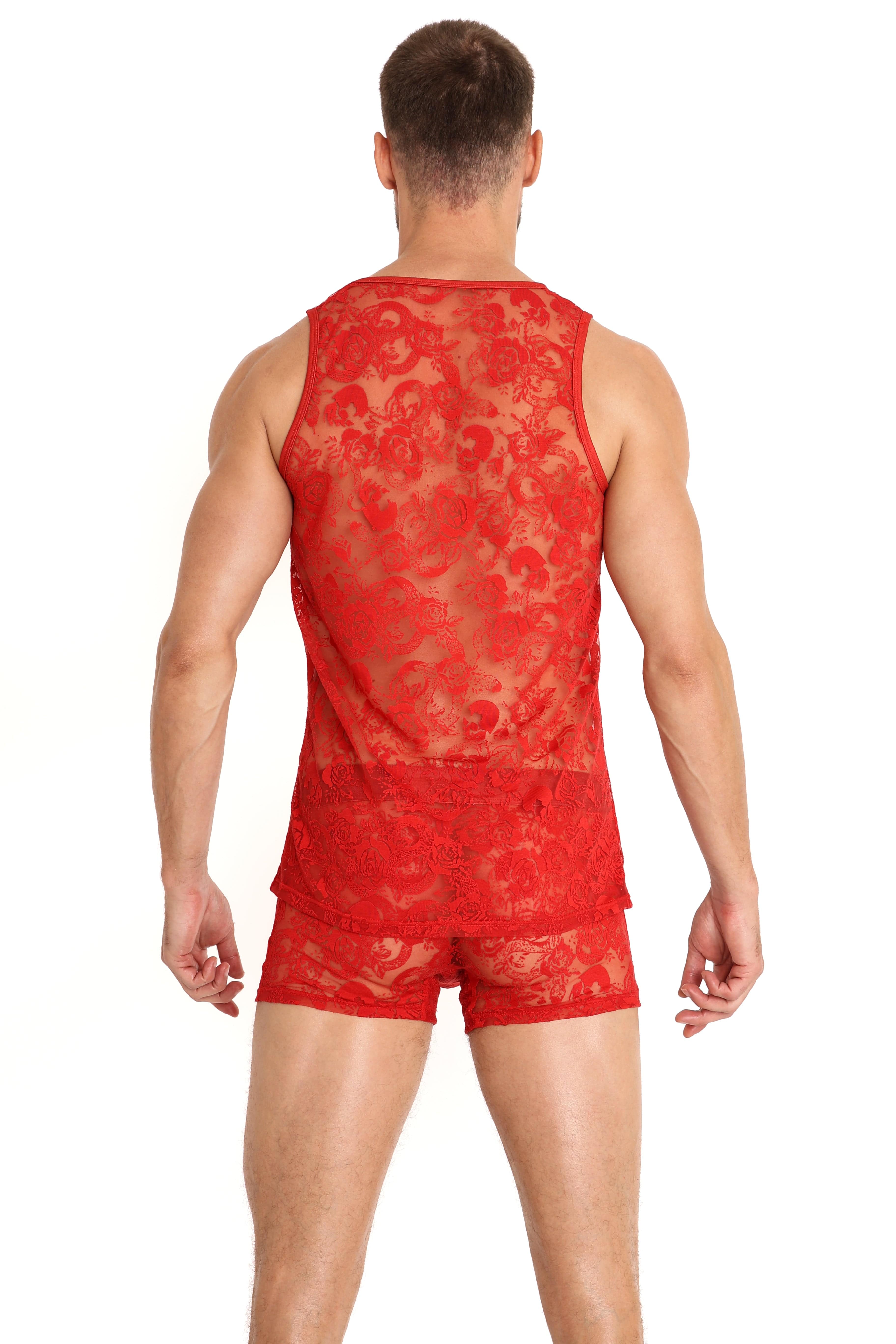 Snake Rose Burnout Tank Top - Red Floral Print Women's Casual Sleeveless Shirt for Summer Outfits & Beach Wear