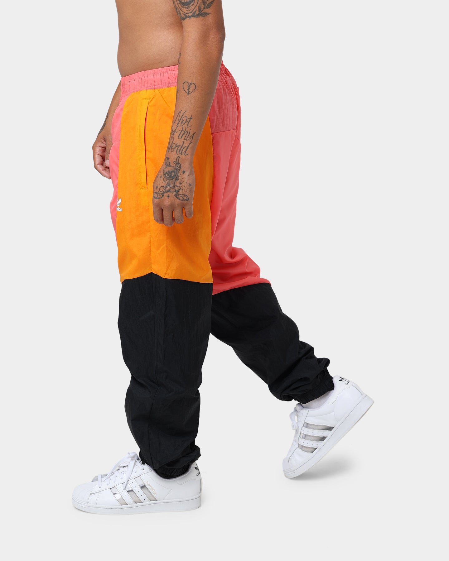 Adidas Adicolor Colorblock Track Pants for Men - Black/Semi Turb Running Jogger Pants with Side Stripes - Gym Workout & Casual Streetwear