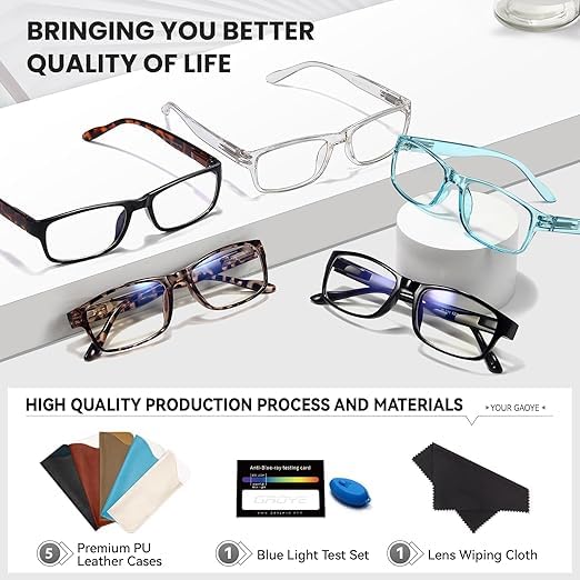 Gaoye Blue Light Blocking Reading Glasses for Men & Women - Computer Glasses with Anti-UV Protection - Perfect for Office Work, Gaming & Digital Screen Use