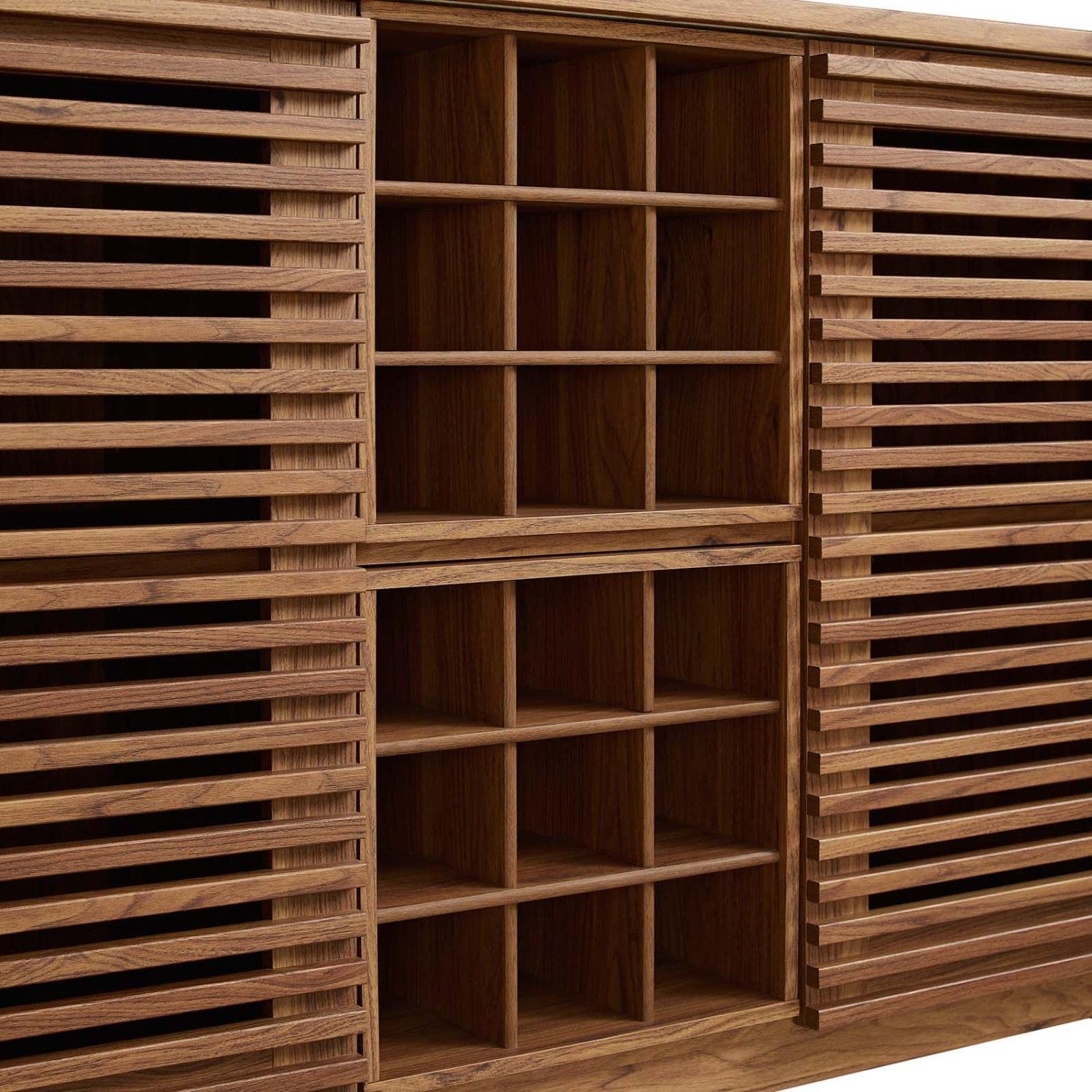 Modway Render Mid-Century Modern Wine Bar Cabinet - Walnut Finish, 17