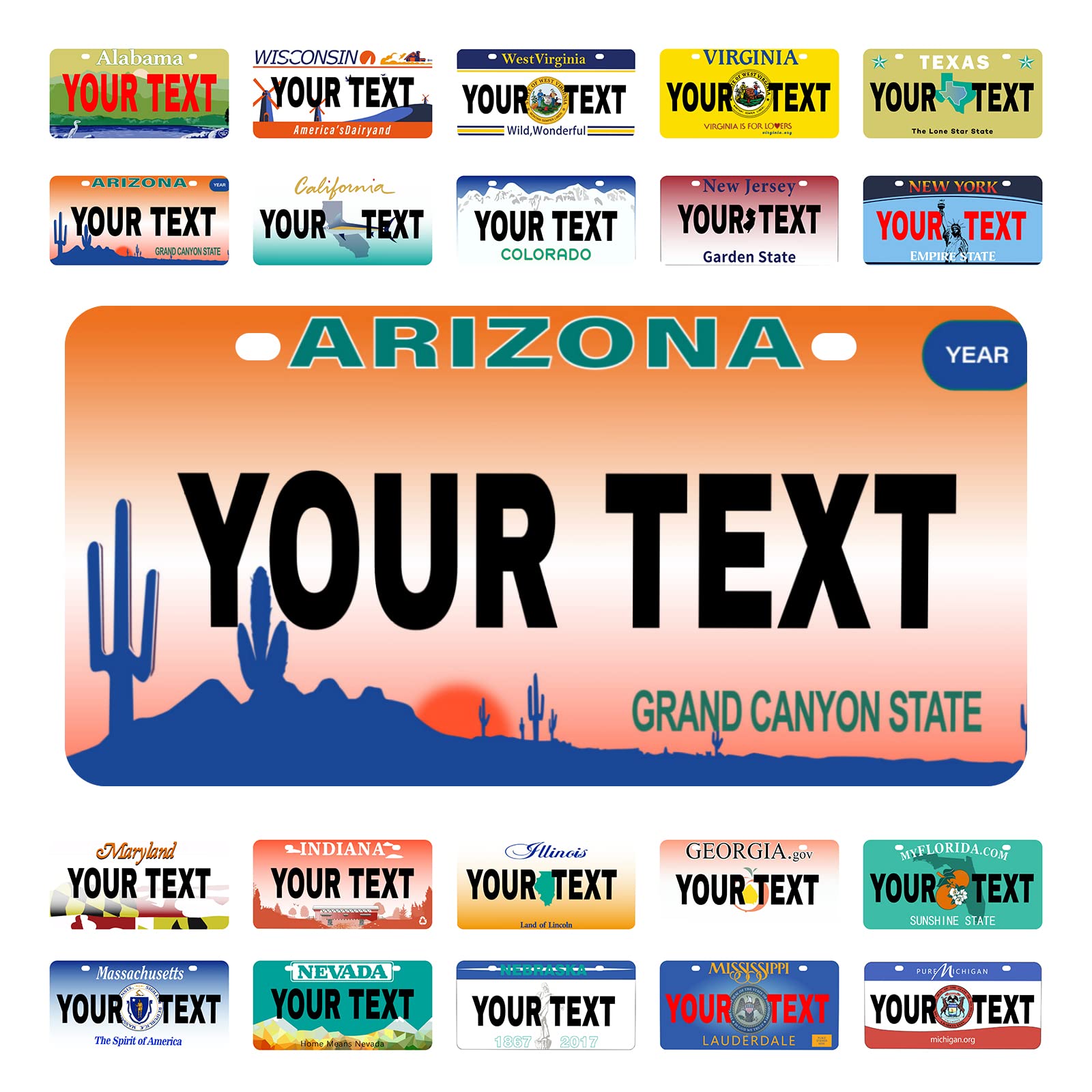 Custom Arizona Mini License Plate 6x3 Inch - Personalized Kids Toy Car, Bike, Scooter, Golf Cart, Motorcycle & ATV Decorative Plate - Perfect for Gifts, Room Decor & Vehicle Customization