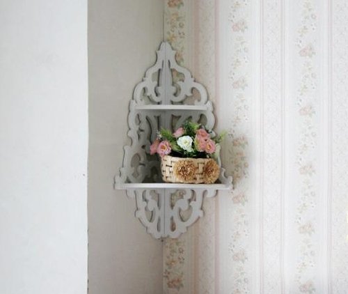 Creative White Corner Shelf - Pastoral Open Work Rack for Home Decor