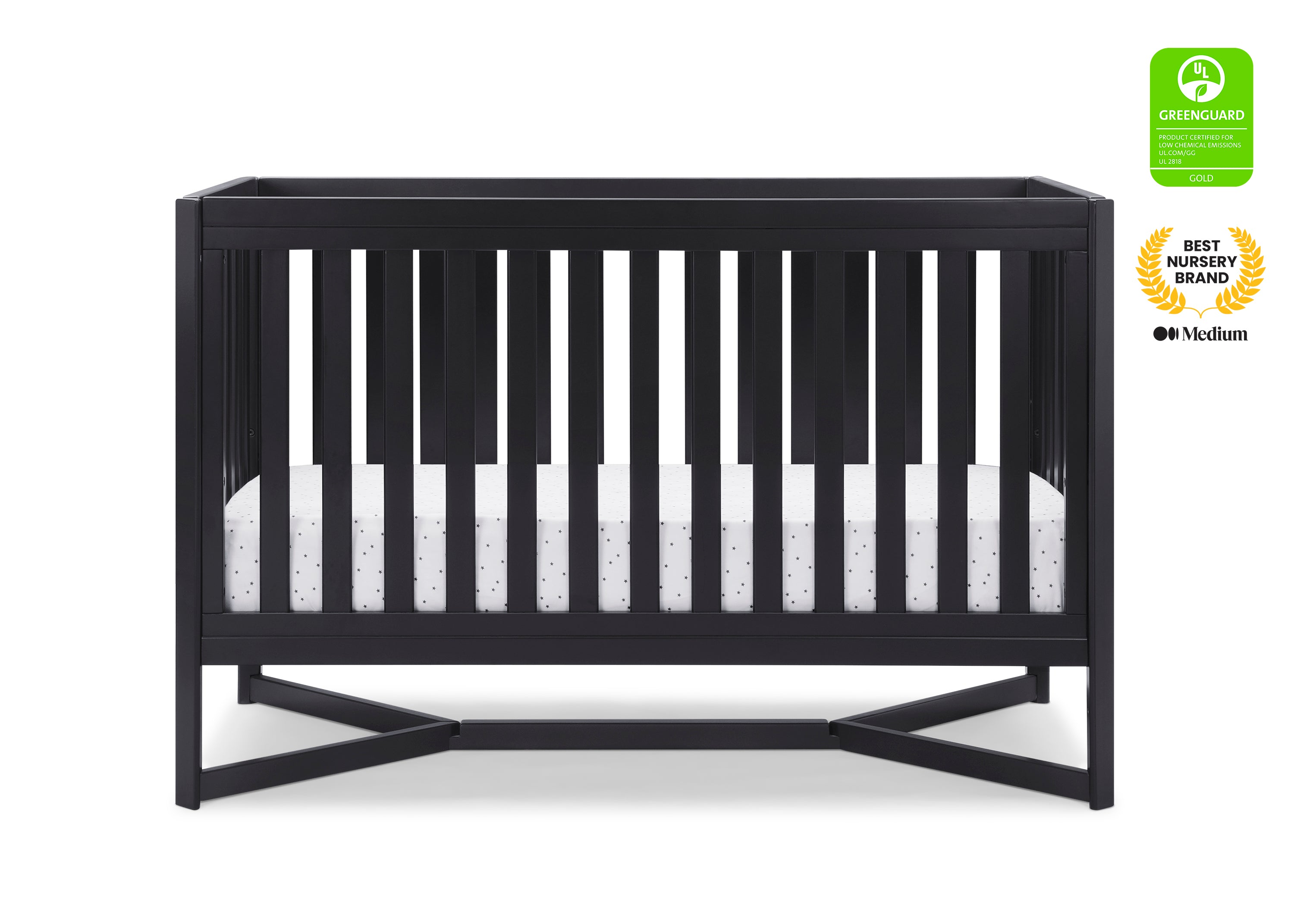 Tribeca 4-in-1 Convertible Baby Crib - White Modern Nursery Furniture for Newborn to Toddler | Bedroom, Daycare & Guest Room Use