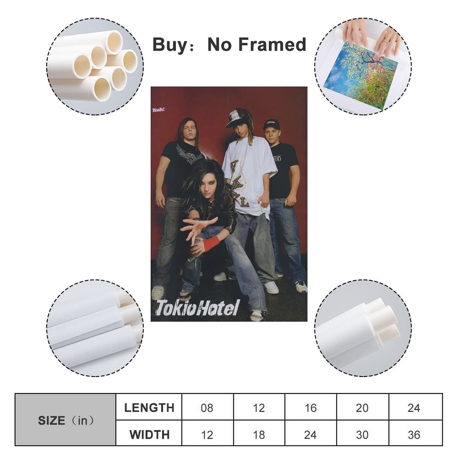 Tokio Hotel Band Poster - Aesthetic Canvas Wall Art Decor for Bedroom, Living Room, Dorm - 12x18 Inches (30x45 cm) - Perfect for Music Fans & Home Decoration