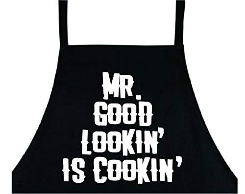 Mr Good Lookin is Cookin - Premium Funny BBQ Apron for Men, Durable Grilling Apron with Pockets, Perfect Father's Day Gift for Grill Masters & Cooking Enthusiasts - Ideal for Backyard BBQs, Tailgating & Outdoor Cooking