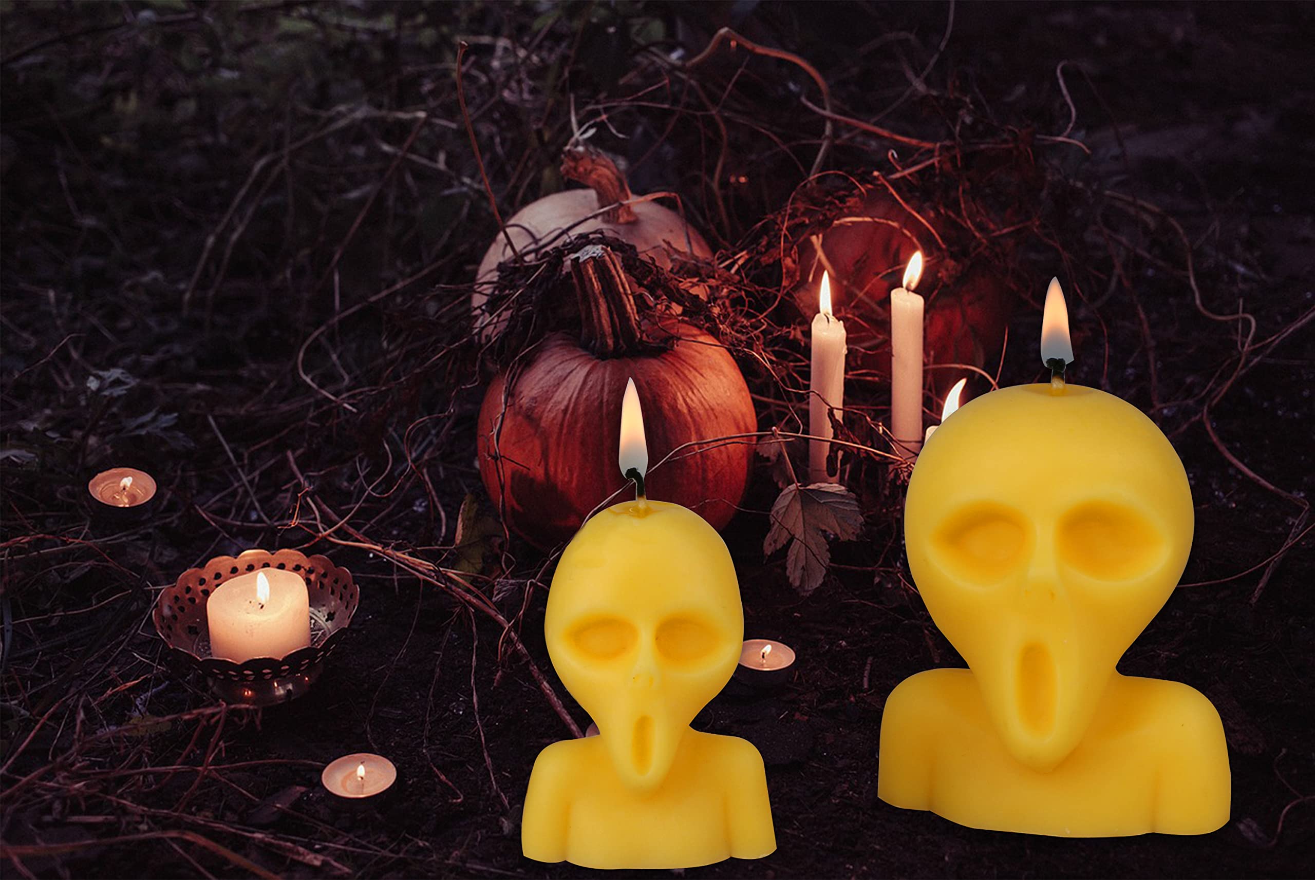 2PCS Large Skull Silicone Molds for Candle Making & Epoxy Resin Casting - DIY Home Decor, Halloween Crafts, and Unique Art Projects