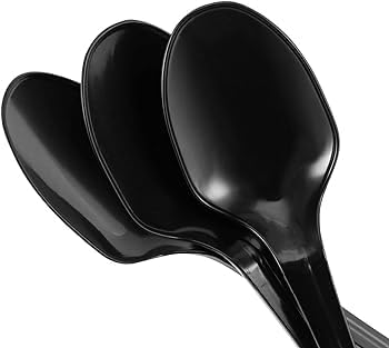 Eco-Friendly Biodegradable Disposable Black Spoons - 150mm, 100-Pack - Perfect for Parties, Picnics, BBQs & Home Use | Compostable Cutlery for Sustainable Dining
