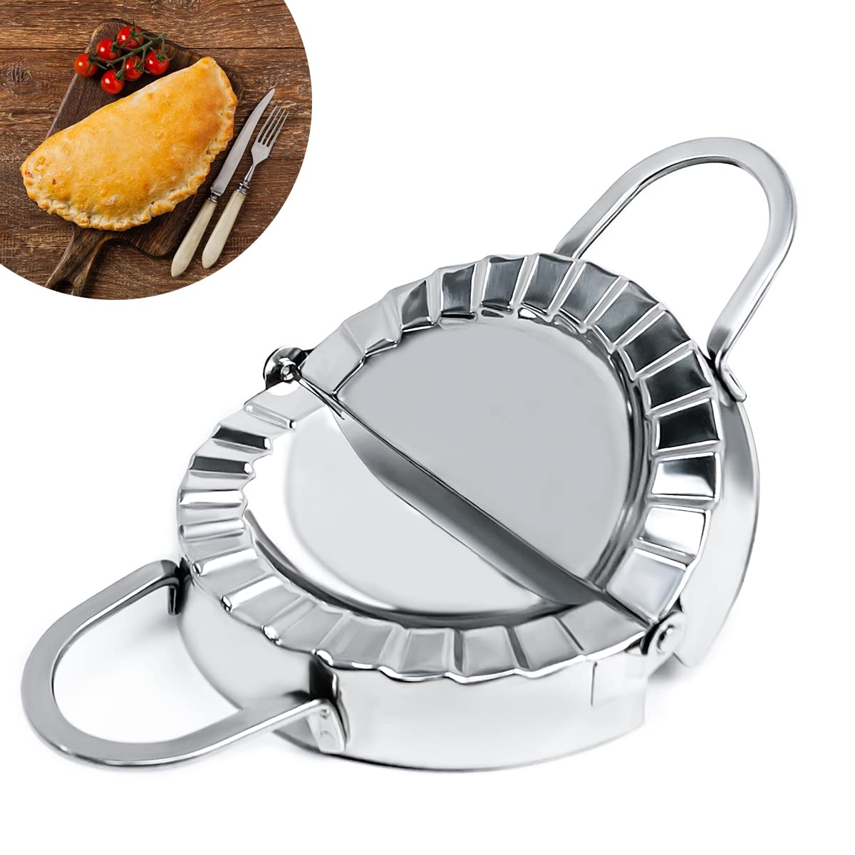 DOXILA 6-Inch Empanadas Maker Press - Stainless Steel Dumpling, Ravioli, Pierogi, Pot Sticker & Wonton Mold - Perfect for Empanadas, Calzones & Turnovers - Ideal for Home Baking, Party Snacks & Latin American Cuisine