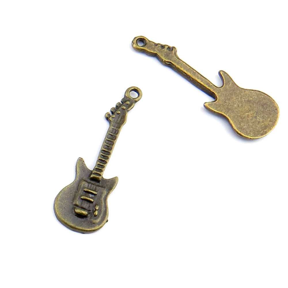 Antique Bronze Electric Guitar Charms FL1243 - Jewelry Making Findings & Craft Supplies for DIY Repair - Perfect for Handmade Bracelets, Necklaces, and Guitar Accessories