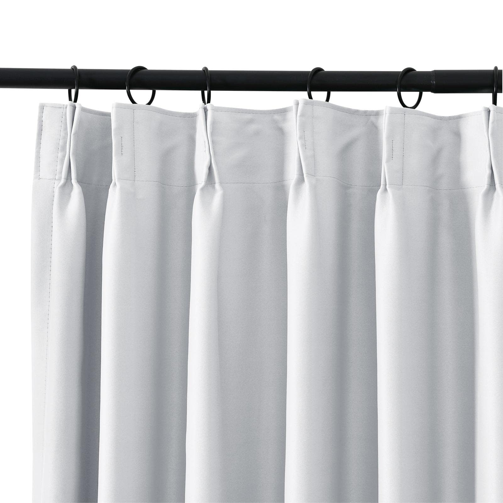 TWOPAGES Grey White Pinch Pleated Blackout Thermal Insulated Curtains - 26