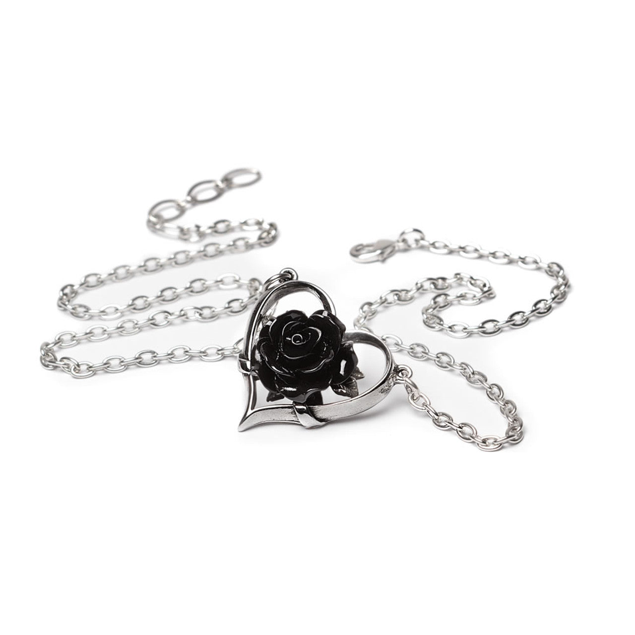 Elegant Black Rose and Heart Pendant Necklace - Perfect for Valentine's Day Gifts, Anniversary Presents & Romantic Occasions