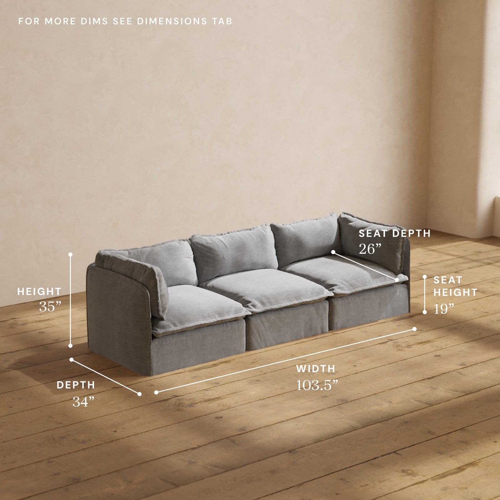 Premium Modular Performance 3-Seater Sofa in Ash Gray | Luxe Blend Fabric | Perfect for Living Rooms, Home Theaters & Office Lounges