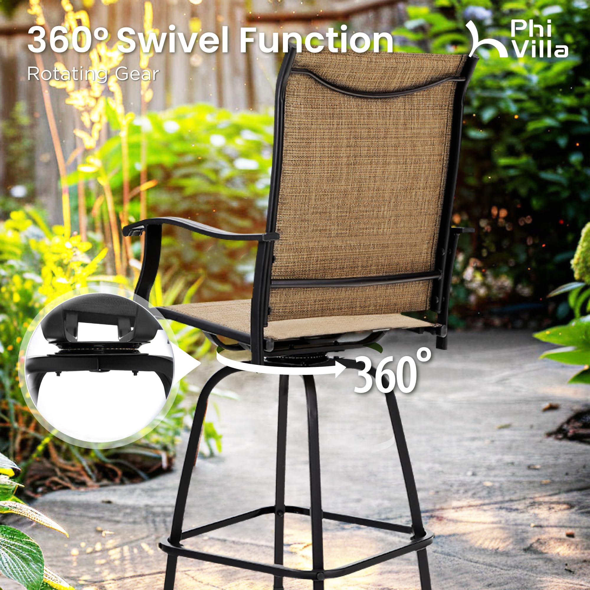 PHI VILLA 7-Piece Outdoor Bar Height Dining Set - 40