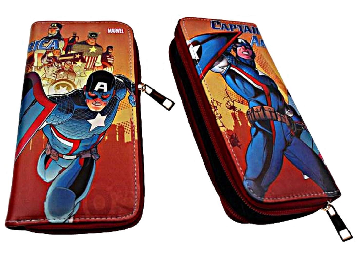 Captain America Superhero Zip Around Clutch Wallet - Stylish Marvel Comics Inspired Handbag for Women, Perfect for Cosplay, Comic Con & Everyday Use