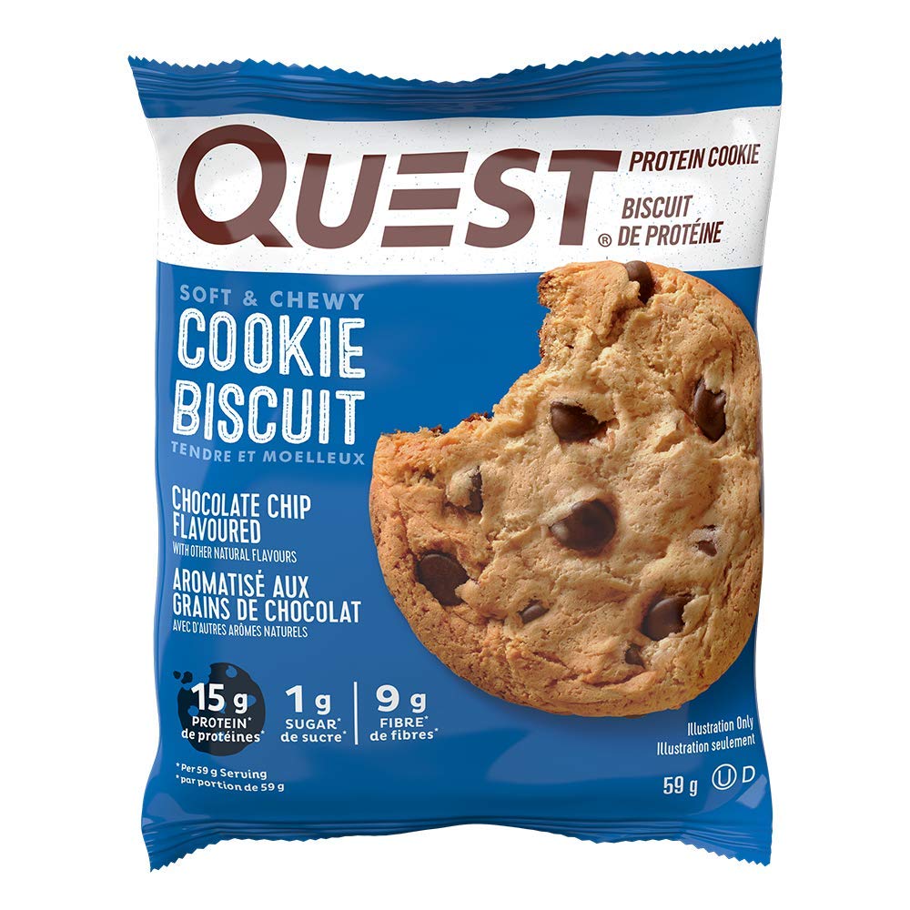 Quest Nutrition Chocolate Chip Protein Cookie - High Protein, High Fiber, Low Sugar, Keto Friendly (15g Protein, 1g Sugar) - 12 Pack | Perfect for Post-Workout Recovery & Healthy Snacking