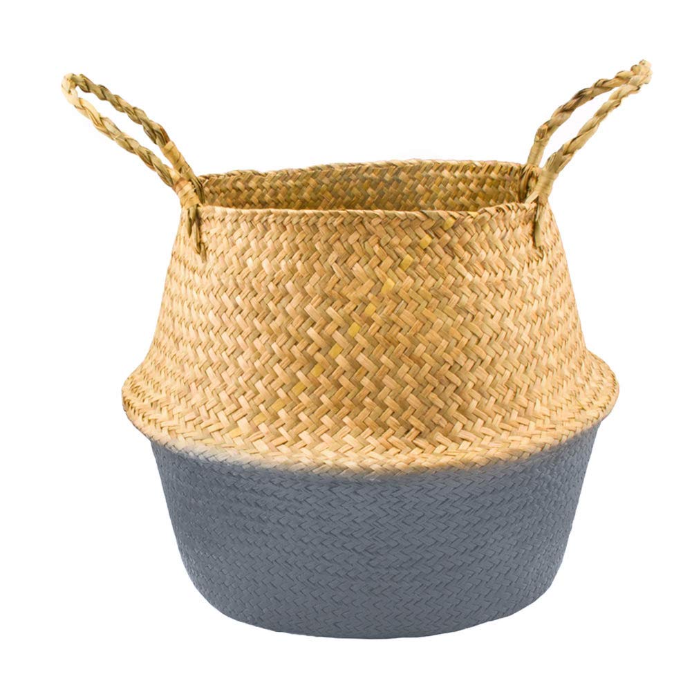 Natural Seagrass Woven Storage Basket - Eco-Friendly Rattan Organizer for Clothes, Toys, Plants & Home Decor | Perfect for Bedroom, Bathroom, Nursery & Living Room Organization