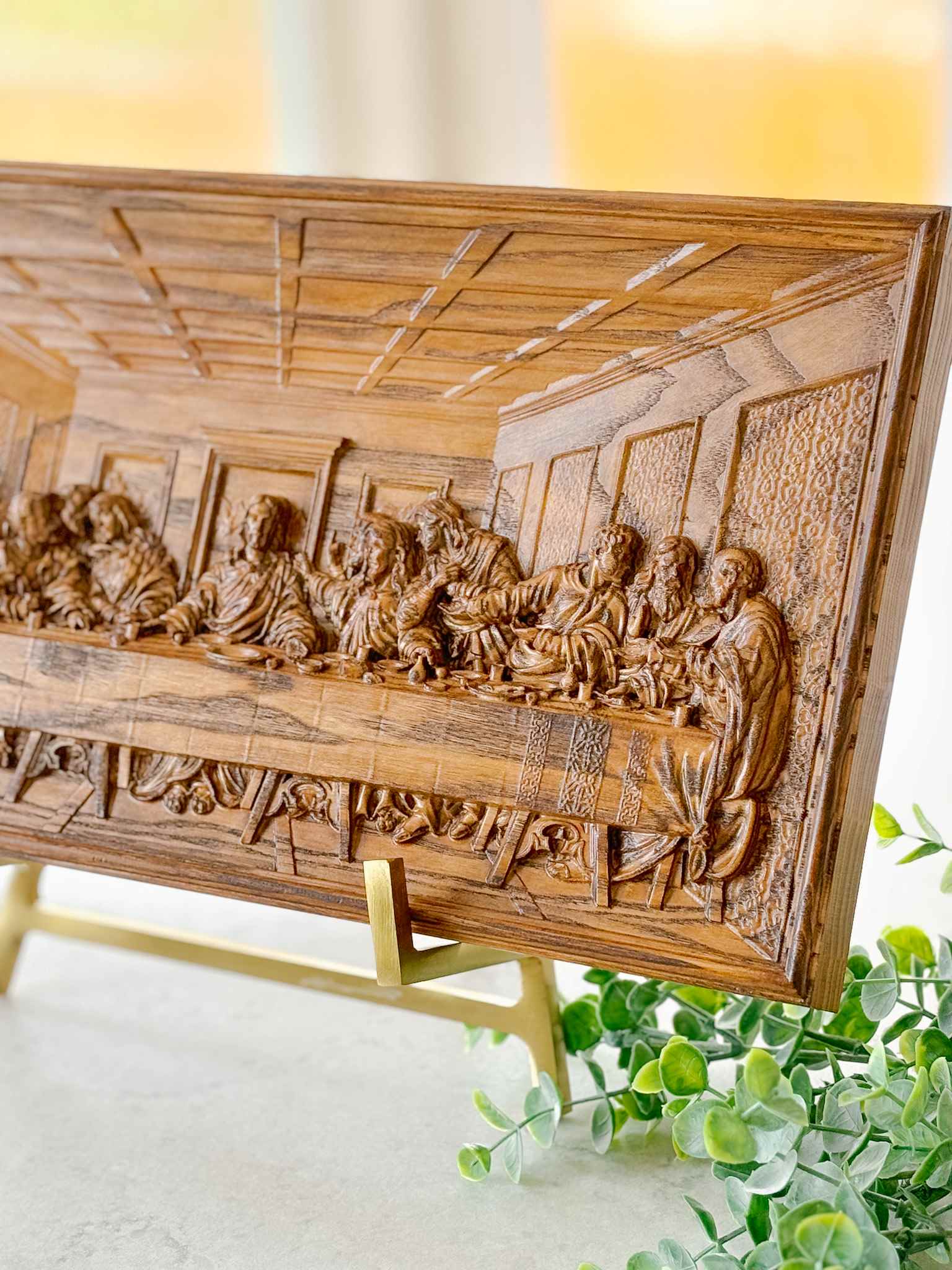 The Last Supper Wooden Plaque - Religious Home Decor Wall Art for Christian Gifts & Church Interiors - Perfect for Living Room, Bedroom & Prayer Spaces