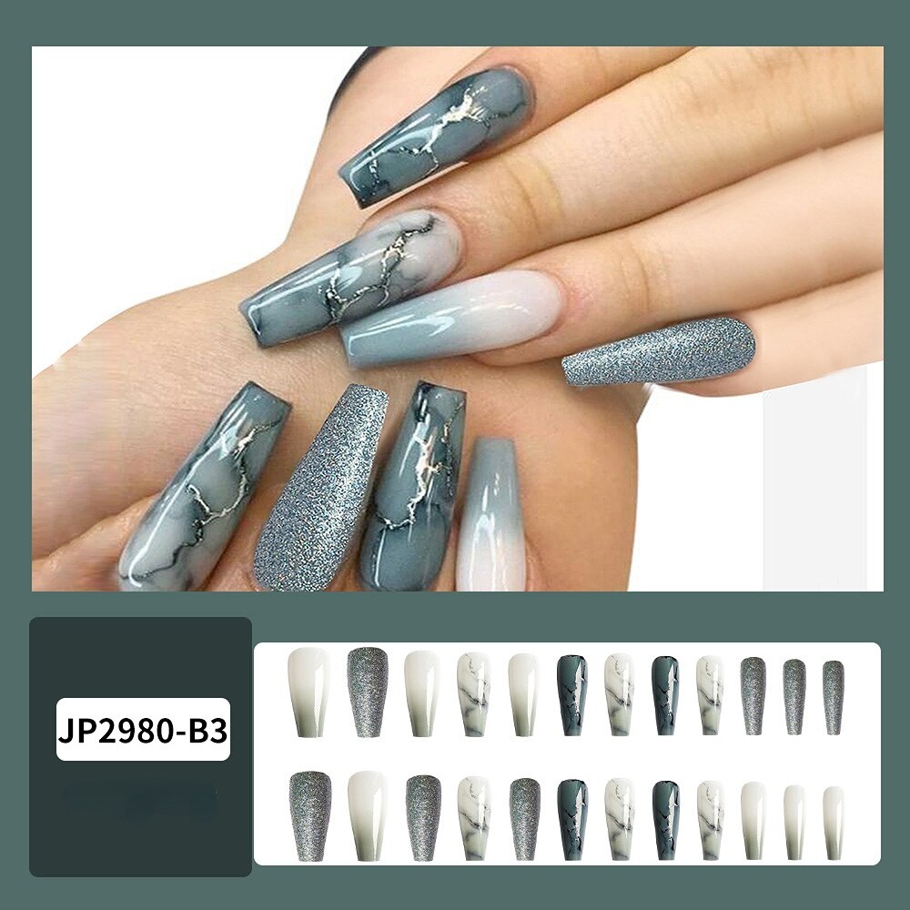 24Pcs Fashionable Detachable Butterfly Nail Art - Coffin Fake Press on Nails with Glue, Nude Color Full Cover Artificial Nails for Women | Perfect for Parties, Weddings, and Daily Wear