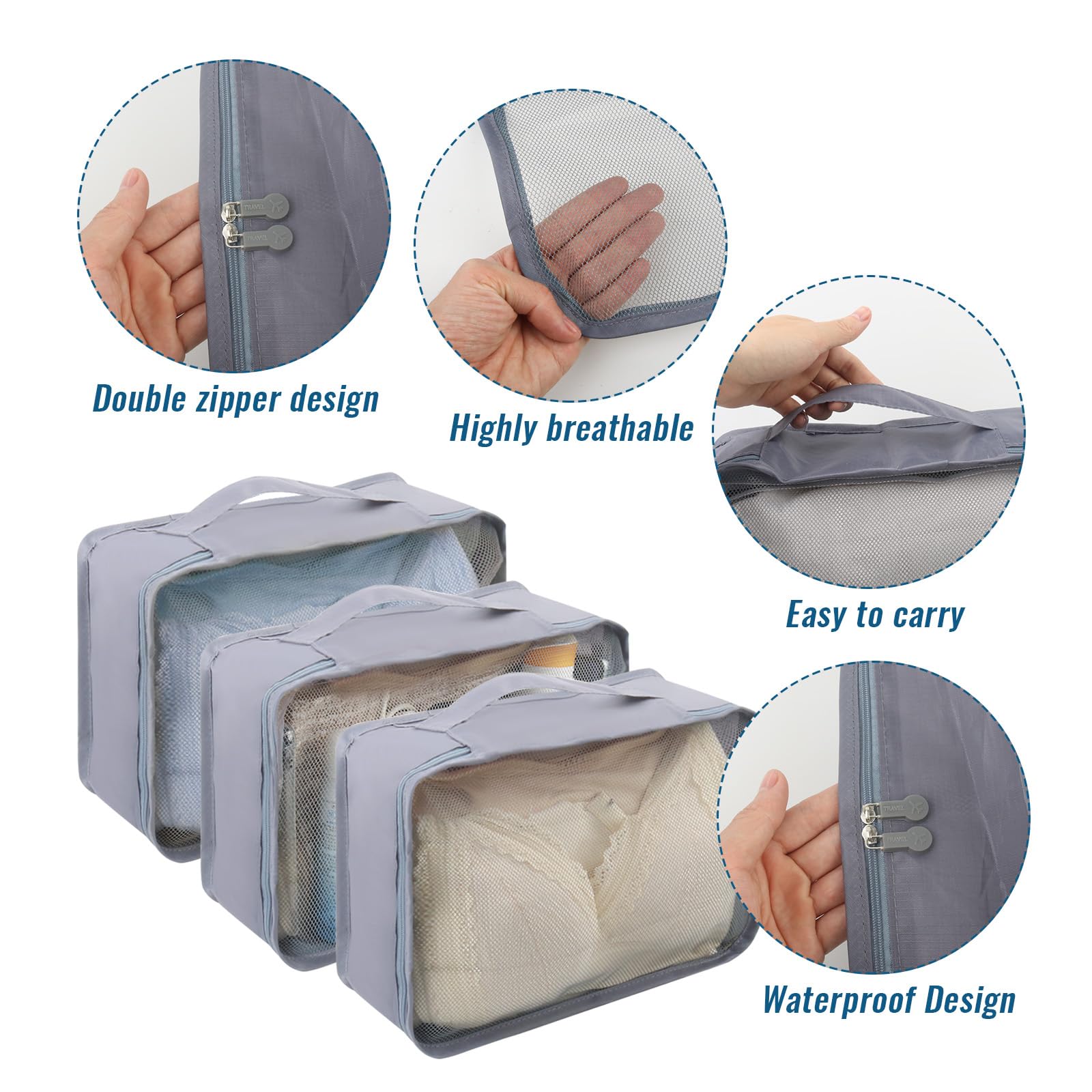 6-Piece Packing Cubes Set for Travel - Reusable Mesh Luggage Organizer Bags for Underwear & Clothes | Space-Saving Travel Essentials | Perfect for Suitcases, Backpacks & Carry-Ons