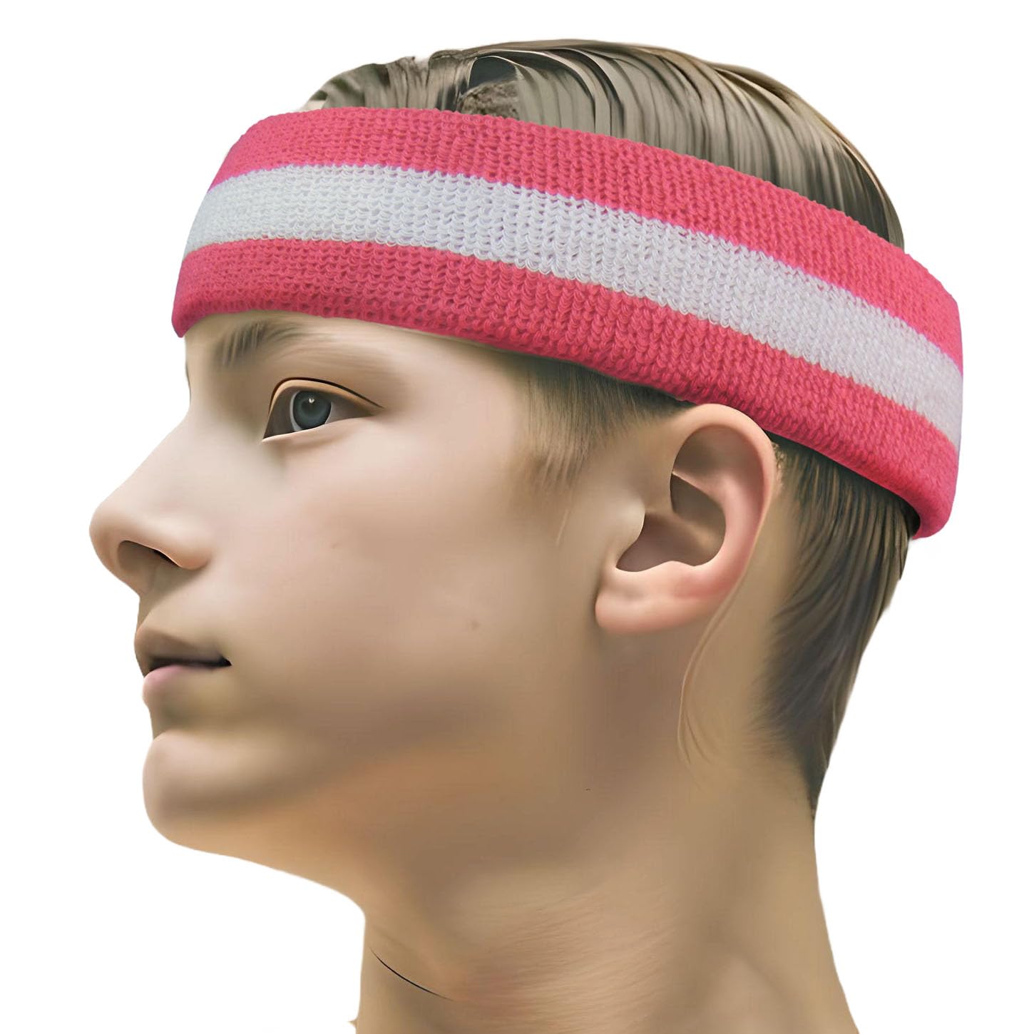 COUVER 2 Color Stripe Terry Sports Headband for Women & Men - Sweat Absorbent Workout Headband for Running, Yoga, Tennis & Gym - 1 Piece Pack