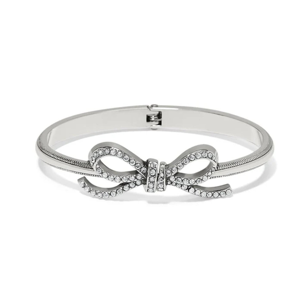 Brighton Illumina Bow Hinged Bangle - Elegant Silver-Tone Bracelet for Women, Perfect for Parties, Weddings & Everyday Wear