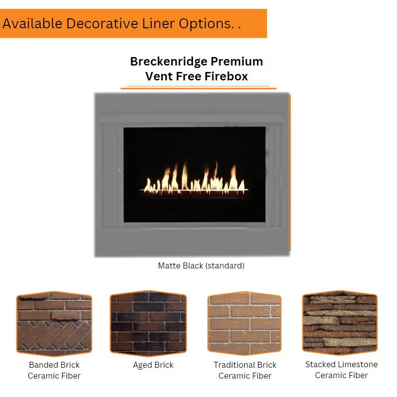 Empire Breckenridge Premium 36-Inch Vent-Free Firebox with Flush Front Design - Perfect for Indoor Heating & Cozy Living Room Ambience