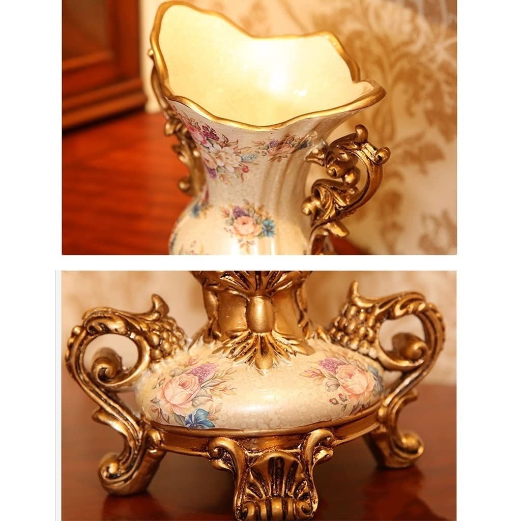 Elegant Large Flower Vases - 16.54×10.24in European Retro Resin Table Centerpiece for Kitchen, Dining Room, Living Room & Bedroom Decor - Perfect for Home Decor, Wedding Centerpieces and Gift Ideas