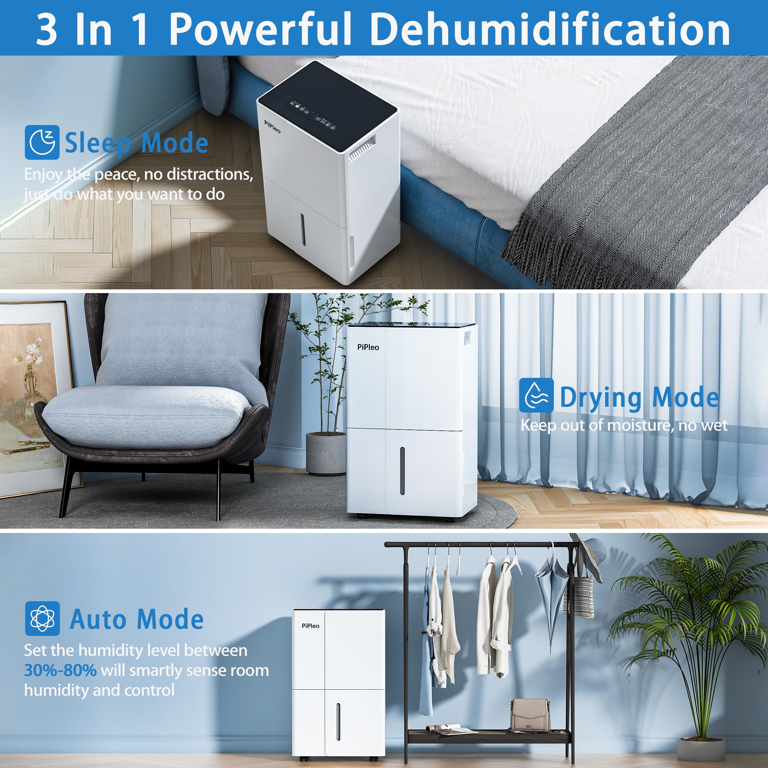 120 Pint Large Capacity Dehumidifier for Home & Basement - Covers 6000 Sq.Ft with Smart Humidity Control & 24H Timer - Perfect for Bedroom, Bathroom, Living Room & Damp Areas - Includes Drain Hose for Continuous Drainage