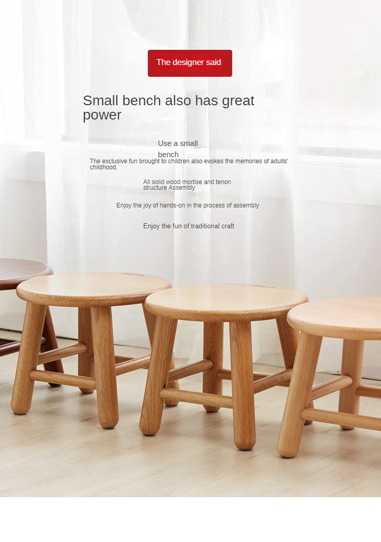 Solid Oak and Beech Wood Small Stool - Handcrafted Wooden Footstool, Side Table or Decorative Accent for Living Room, Bedroom, Nursery