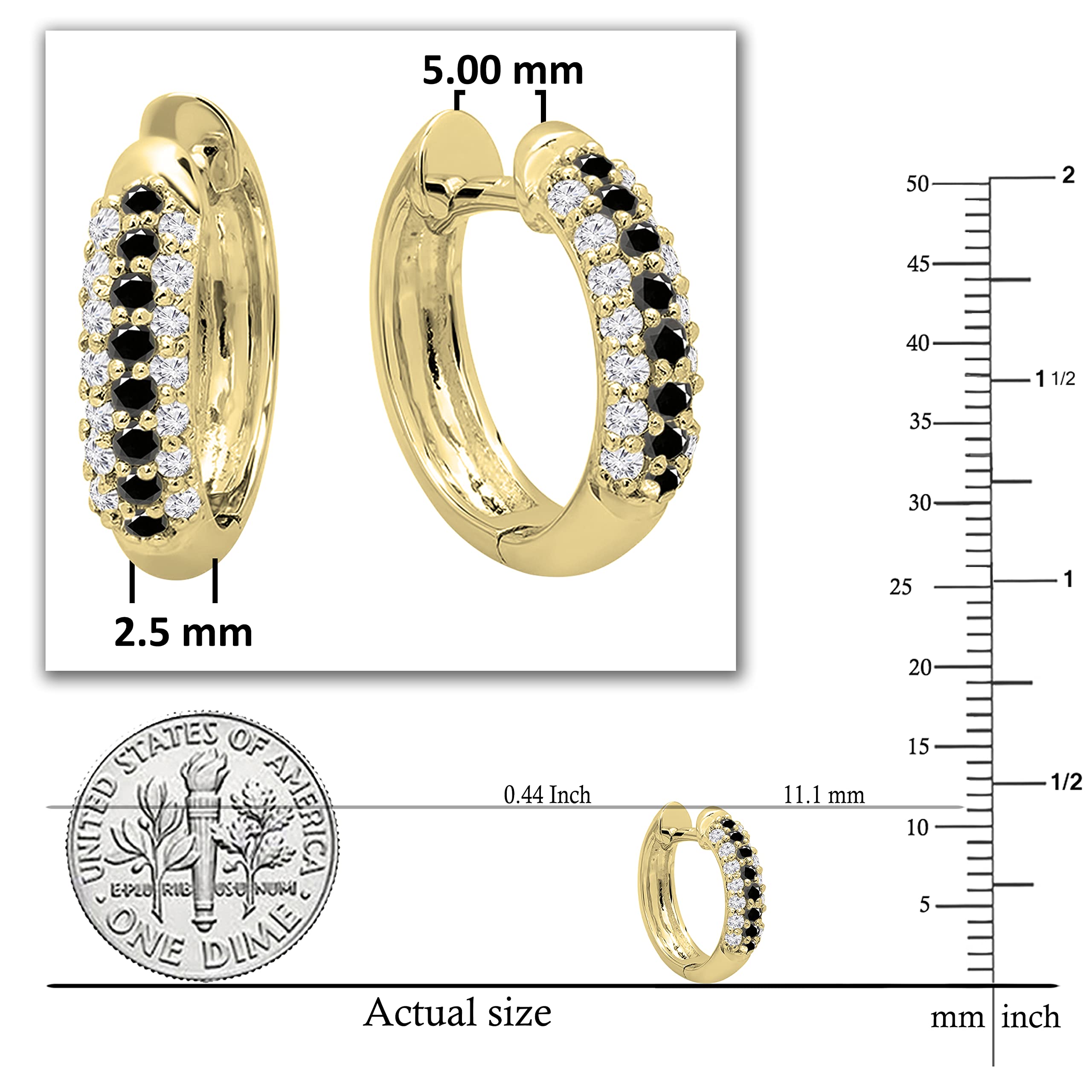 Dazzlingrock Collection 14K Solid Yellow Gold Round Gemstone & White Diamond Pave Hoop Earrings for Women | Elegant Gift for Anniversary, Birthday, Wedding & Special Occasions