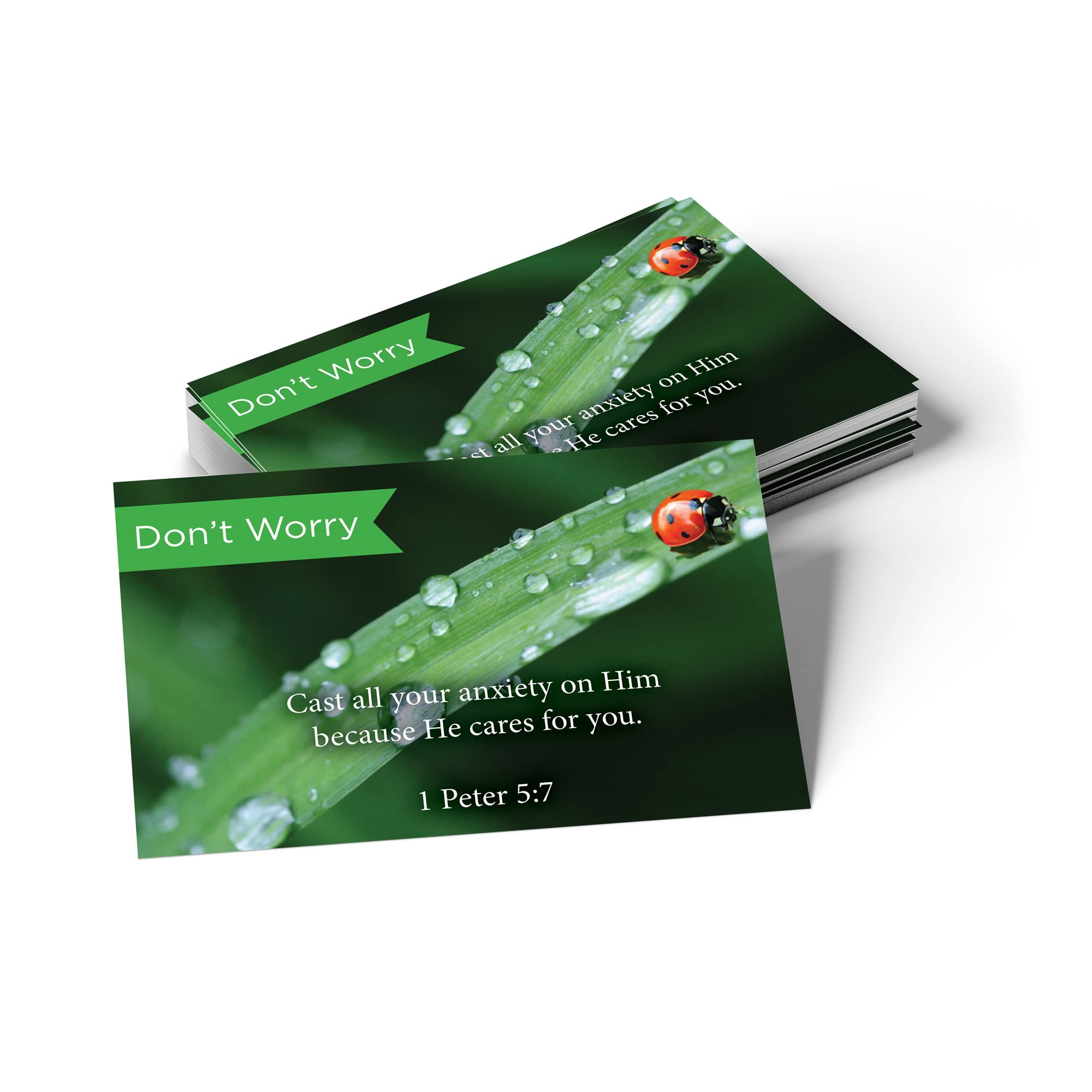Don't Worry Bible Verse Cards - 1 Peter 5:7, Pack of 25 for Devotion & Study | Christian Encouragement Gifts