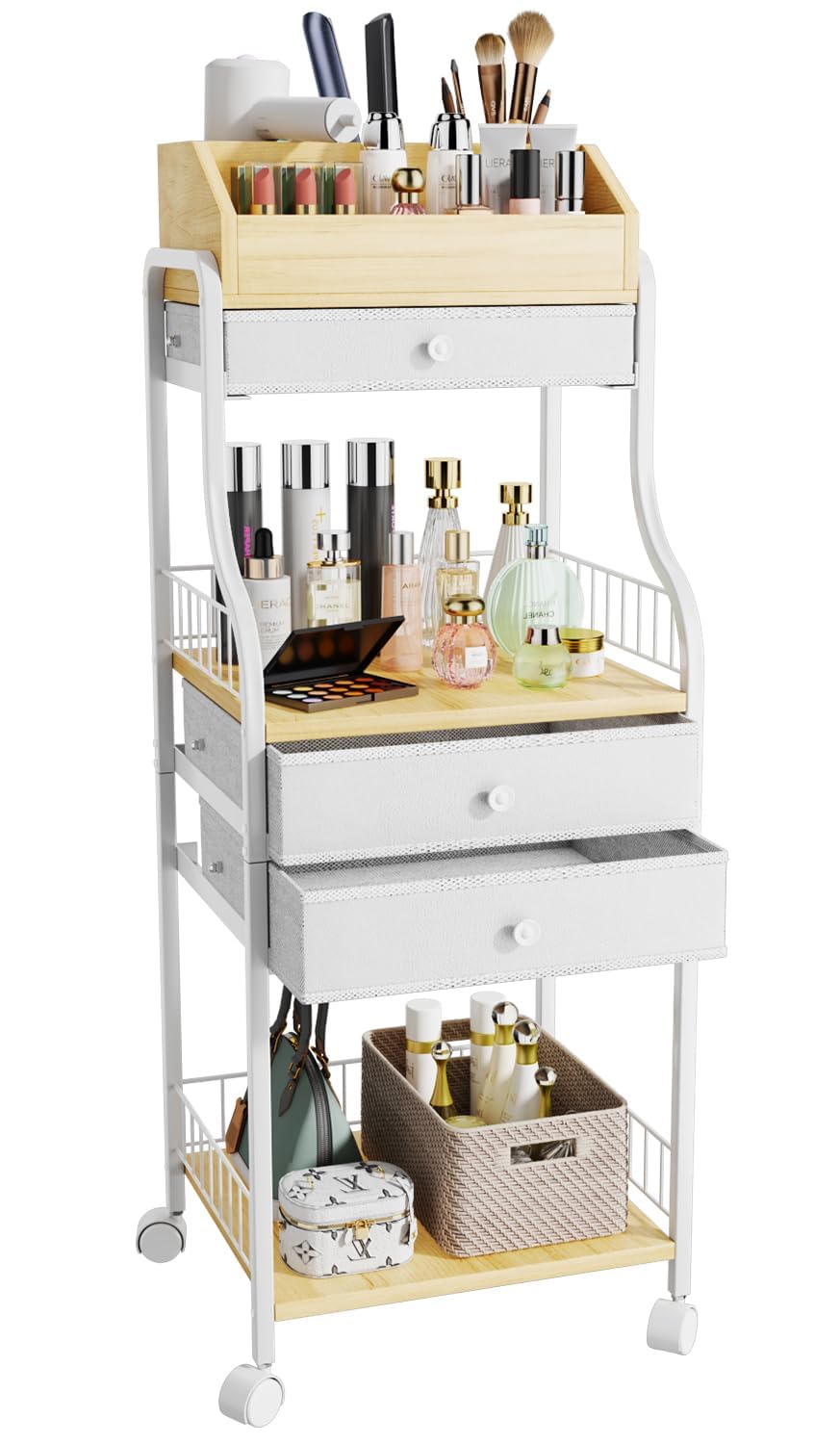 HapiRm 3-Tier Makeup Organizer with Drawers - Vanity Cosmetic Storage for Skincare, Nail Polish, Perfume & Makeup Brushes | Perfect for Bedroom, Bathroom & Dressing Table Organization