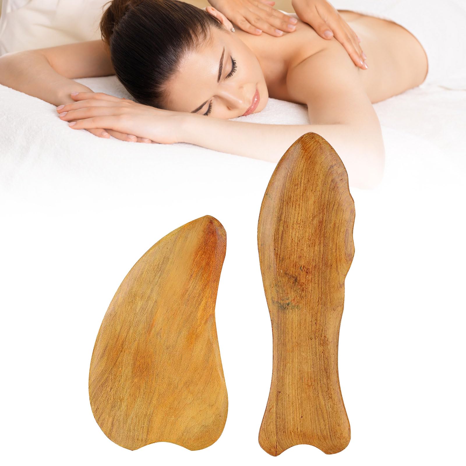 Premium Sandalwood Gua Sha Massage Tool Set (2-Pack) - Natural Wooden Scraping Board for Face, Neck & Body Relaxation - Soothe Muscles & Improve Circulation - Perfect for Self-Care & Spa Treatments