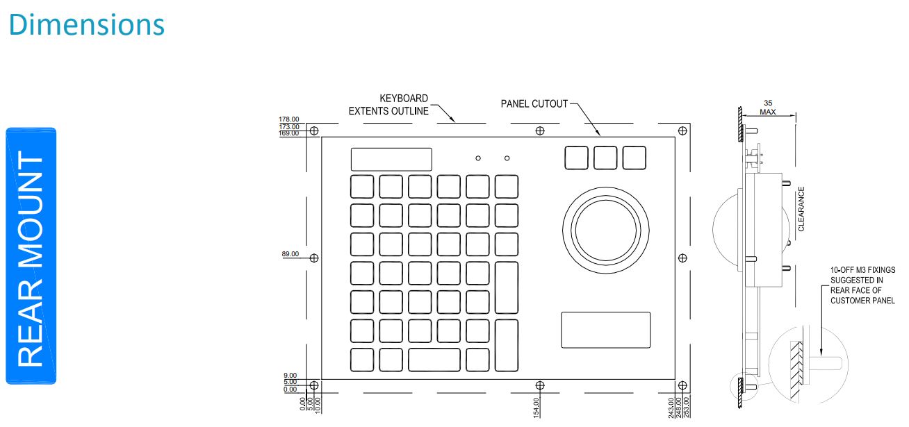 CKS 42T Series Ergonomic Keyboard with Integrated Trackball - Perfect for Office Work, Gaming & CAD Design