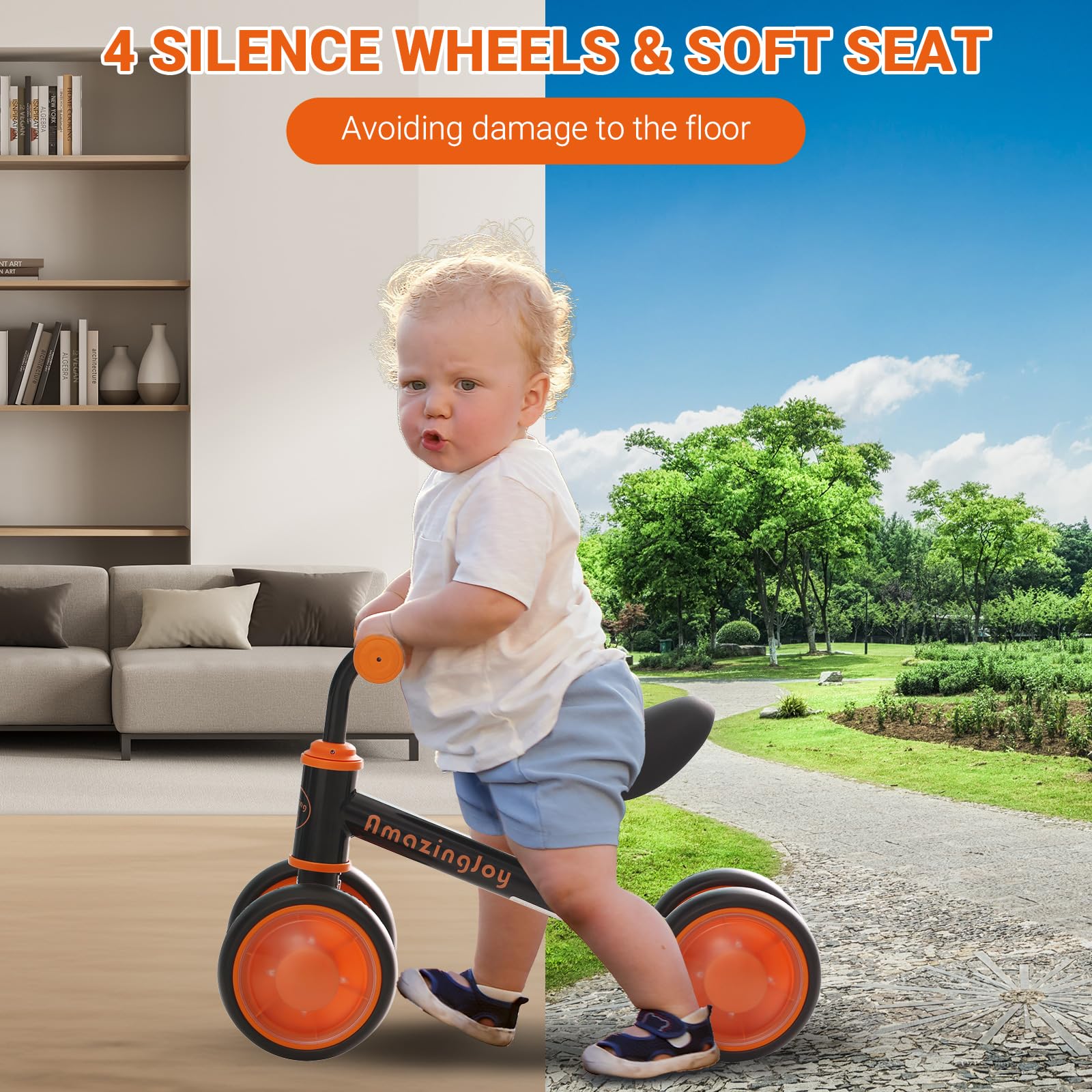 Colorful LED Balance Bike for 1-2 Year Olds - Adjustable Seat Toddler Bike | Perfect First Birthday Gift & Learning Walker Toy