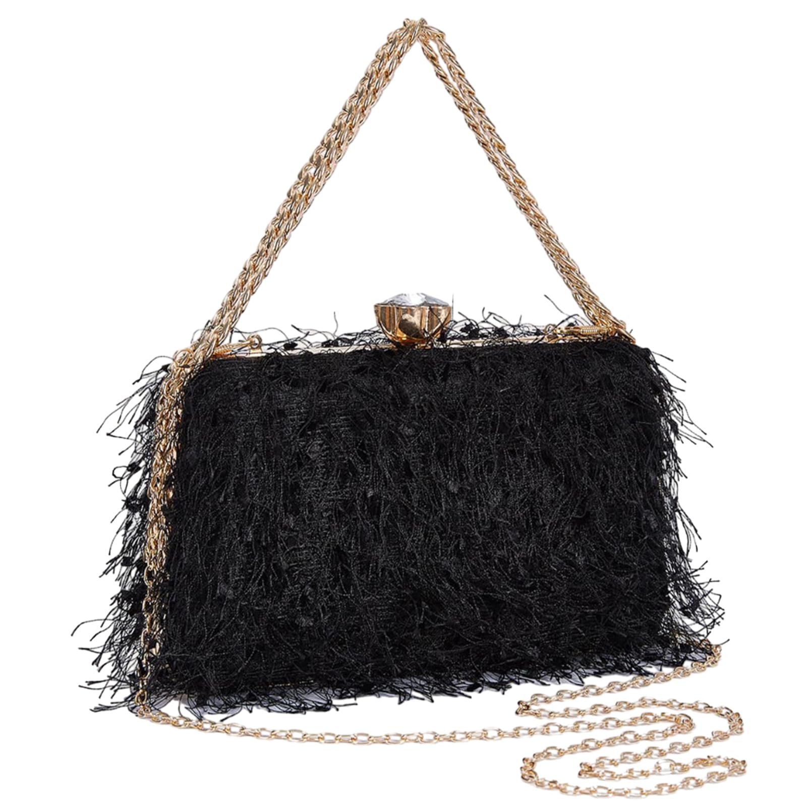 YYW Women's Cute Fluffy Clutch Purse - Elegant Evening Handbag for Wedding, Party & Banquet | Perfect Shoulder Bag for Formal Events, Date Nights & Special Occasions