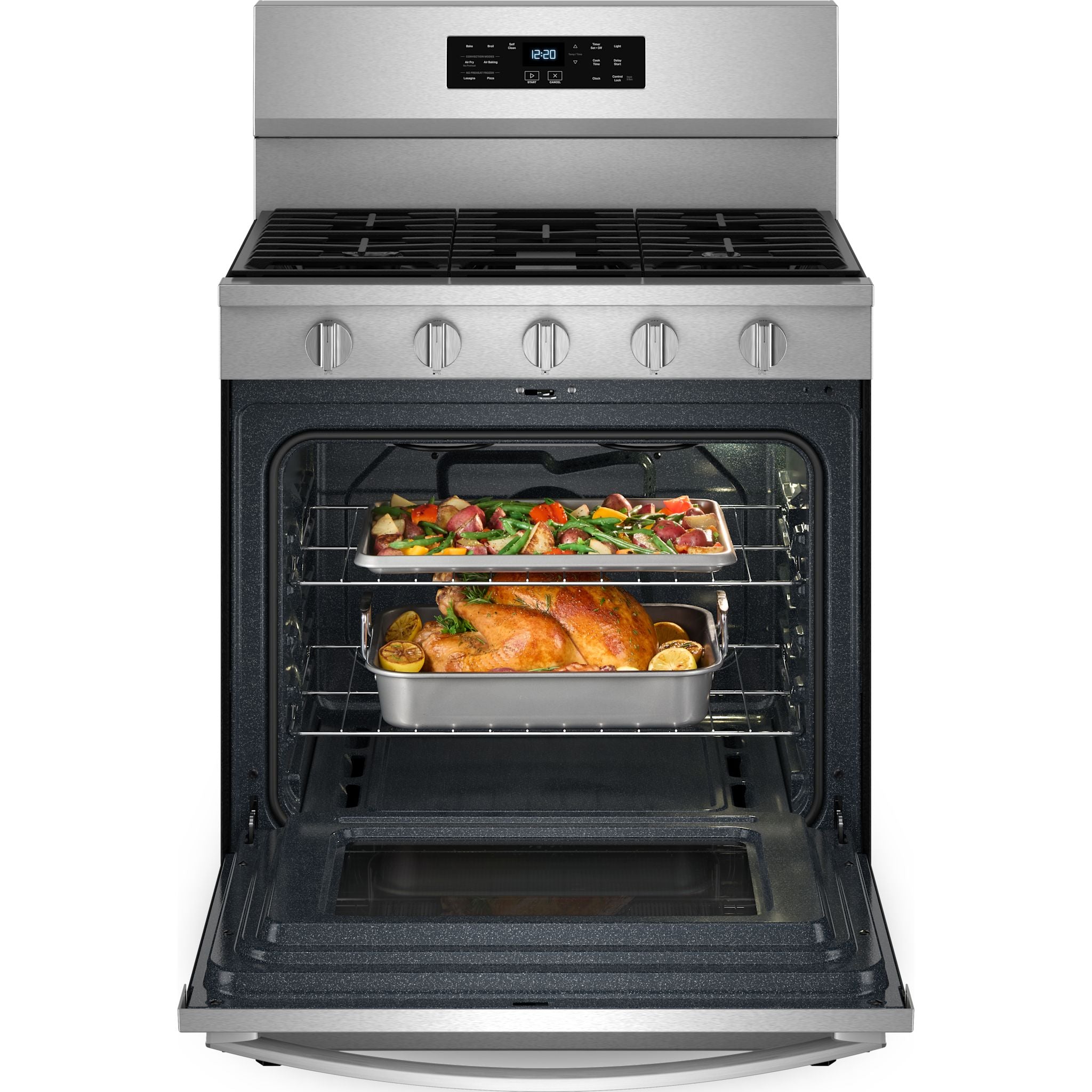 Whirlpool 30-Inch Gas Range WFGS5030RZ - Fingerprint Resistant Stainless Steel Stove with 5 Sealed Burners - Perfect for Home Kitchen Cooking, Baking & Entertaining