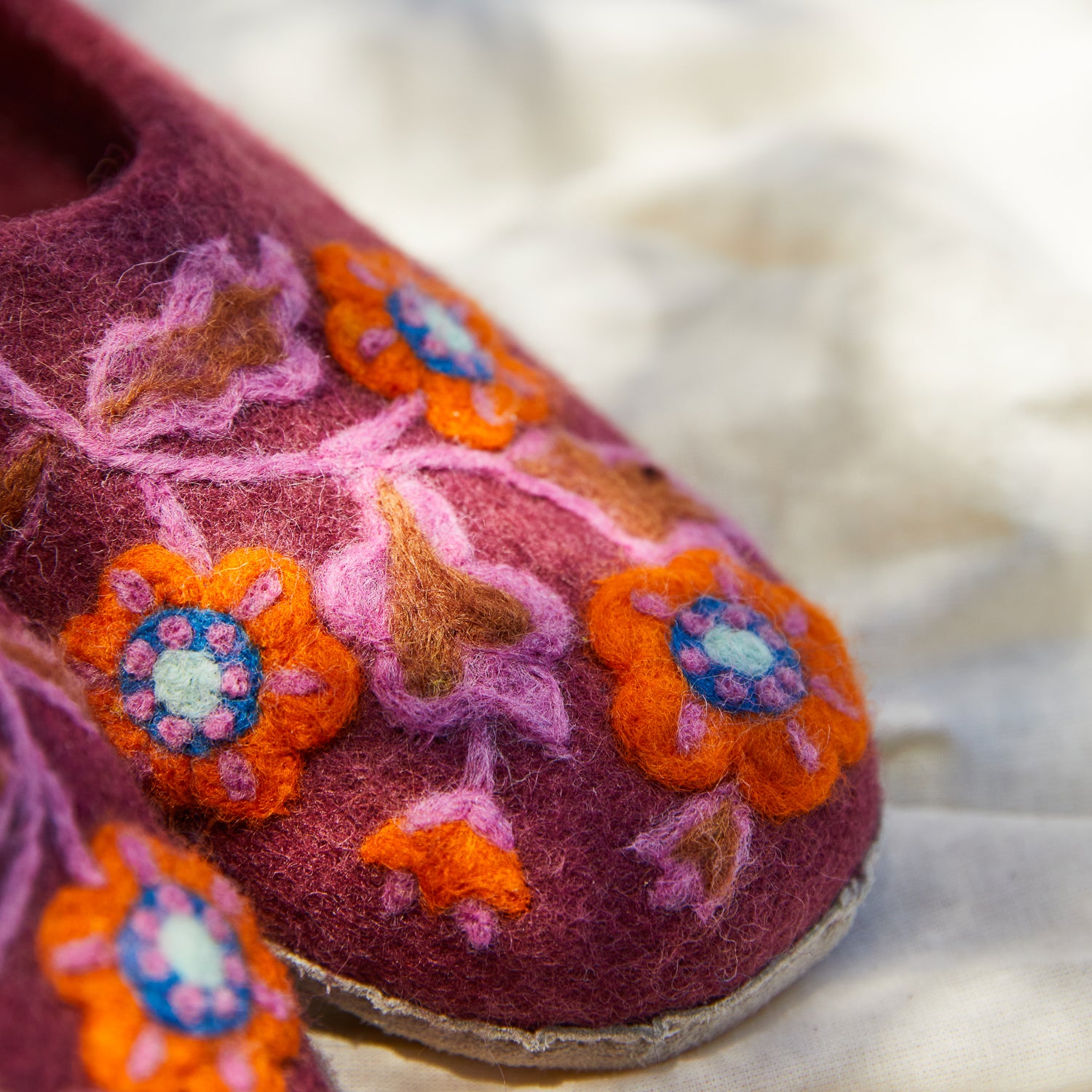 Marie Felt Slippers for Women - Soft & Cozy Mahogany House Shoes - Perfect for Indoor Comfort, Relaxation & Cold Weather Wear