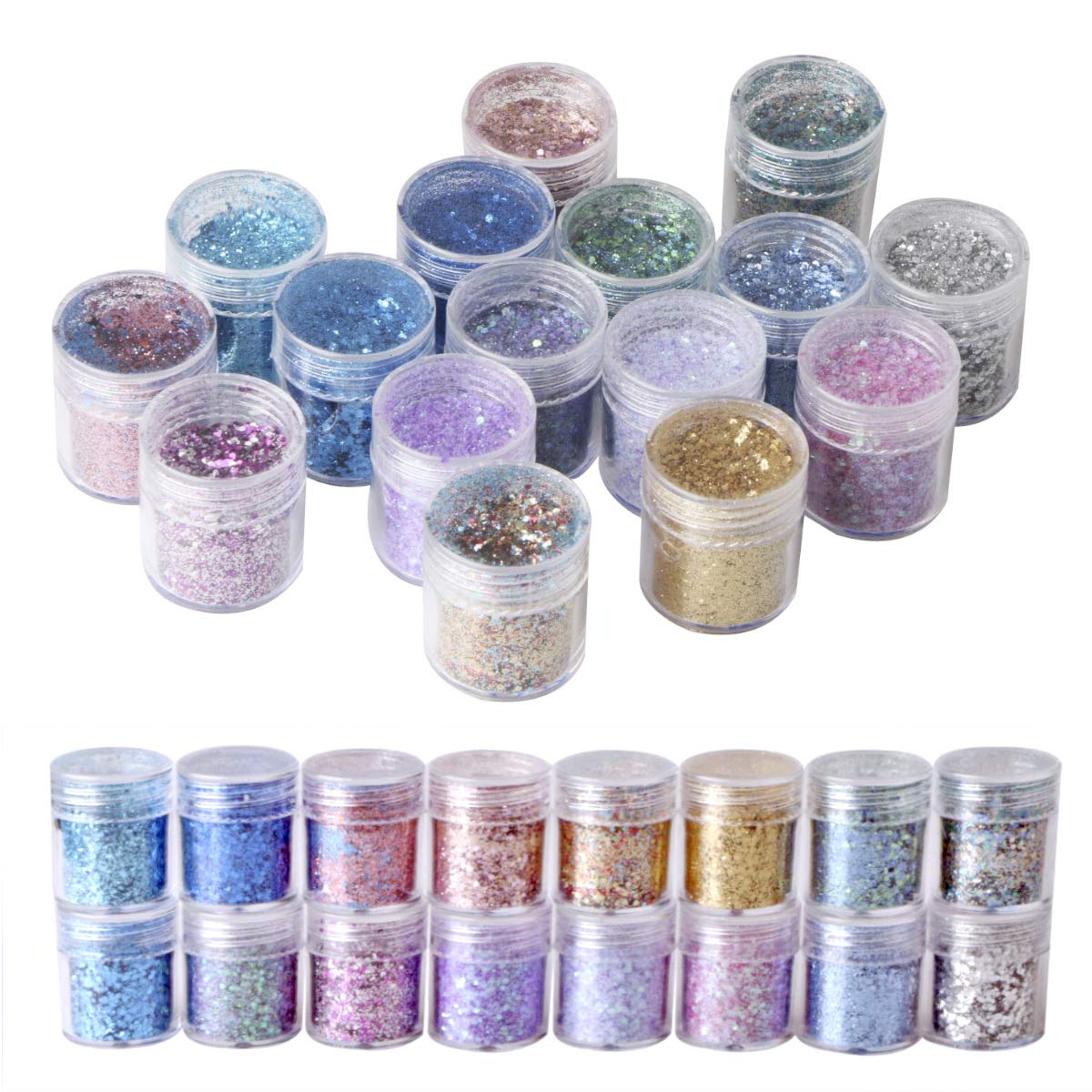 16 Colors Chunky Body Glitter for Face, Hair & Nail Art - Long Lasting Cosmetic Glitter for Festival Makeup, Rave Parties & DIY Crafts