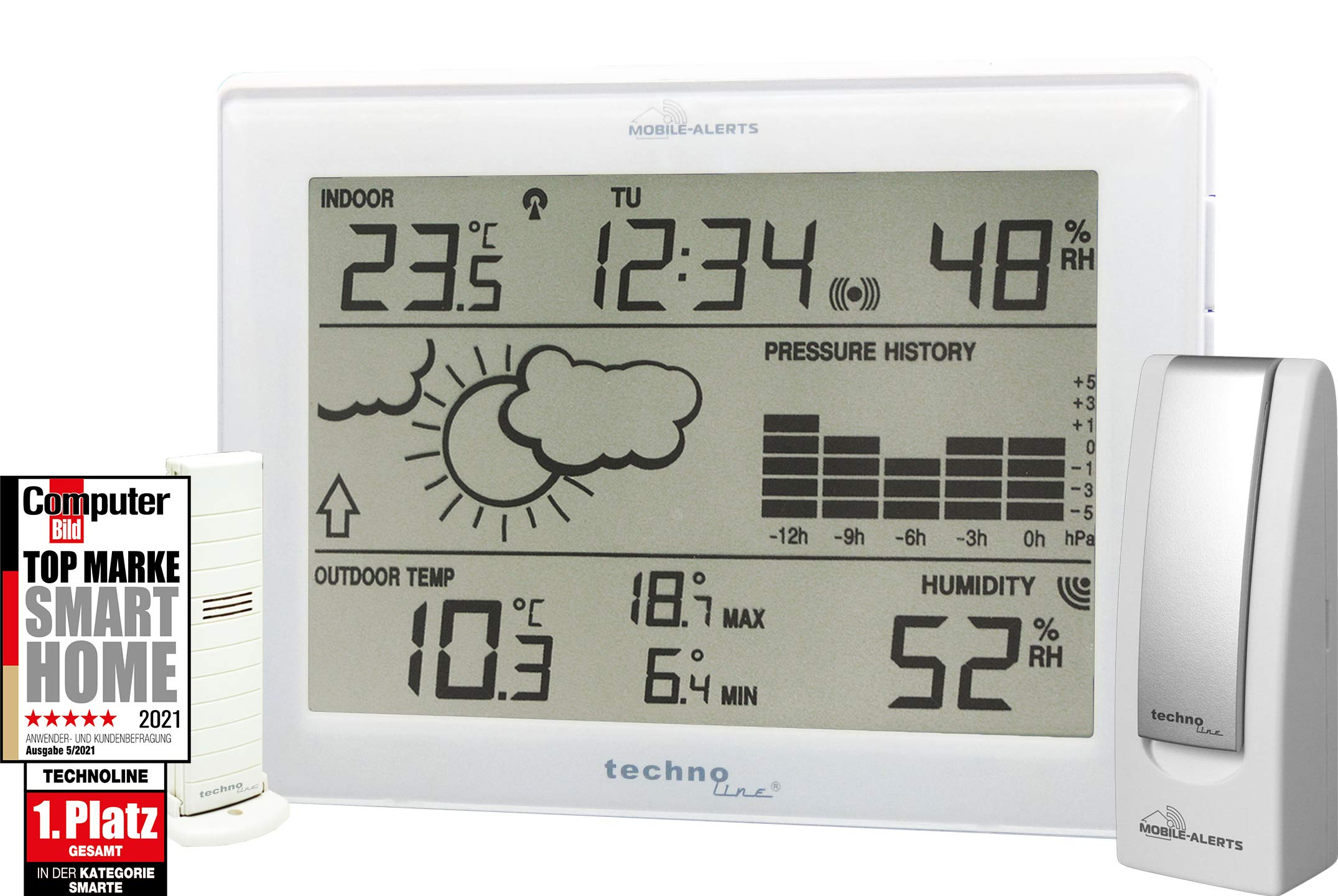 Technoline Ma 10006 Digital Weather Station with Indoor Outdoor Temperature, Humidity Monitor - White | Perfect for Home, Office, and Garden Weather Tracking