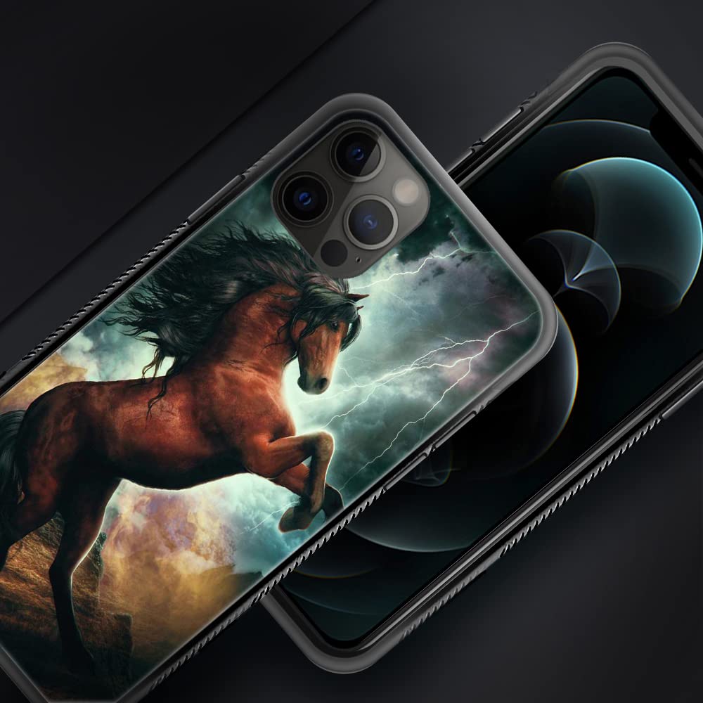 Premium iPhone 12 Pro Max Case with Unique Horse Pattern - Shockproof Hard PC Back & Anti-Slip TPU Bumper Protective Cover for Women (6.7 inch) - Perfect for Everyday Use, Work, and Outdoor Activities
