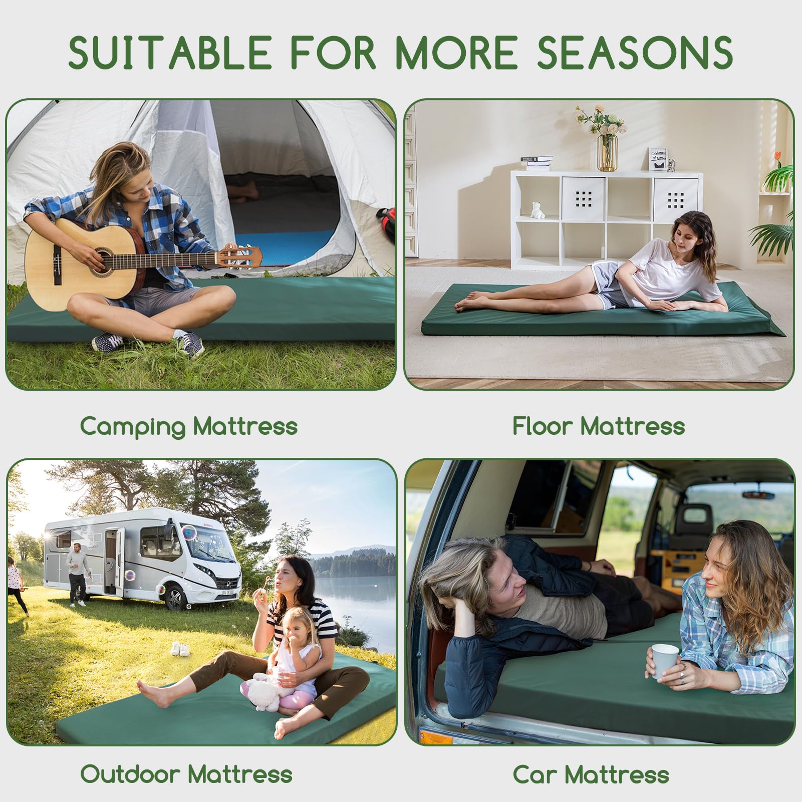 **HIGOGOGO Camping Mattress Pad - Portable Roll-Up Sleeping Mat for Adults, Lightweight & Comfortable - Perfect for Camping, Travel, Guest Beds & Car Sleeping**