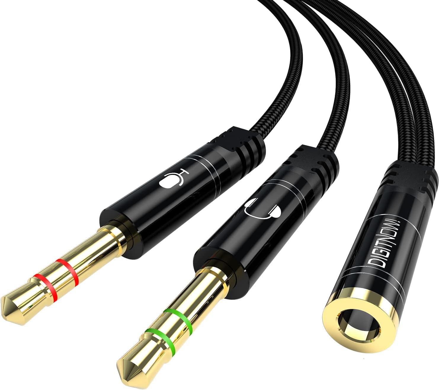 3.5mm Headphone Splitter Cable - Female to Dual Male Audio/Mic Y Splitter Adapter for PC, Laptop, Gaming Headset - Black | Perfect for Online Gaming, Conference Calls & Music Sharing
