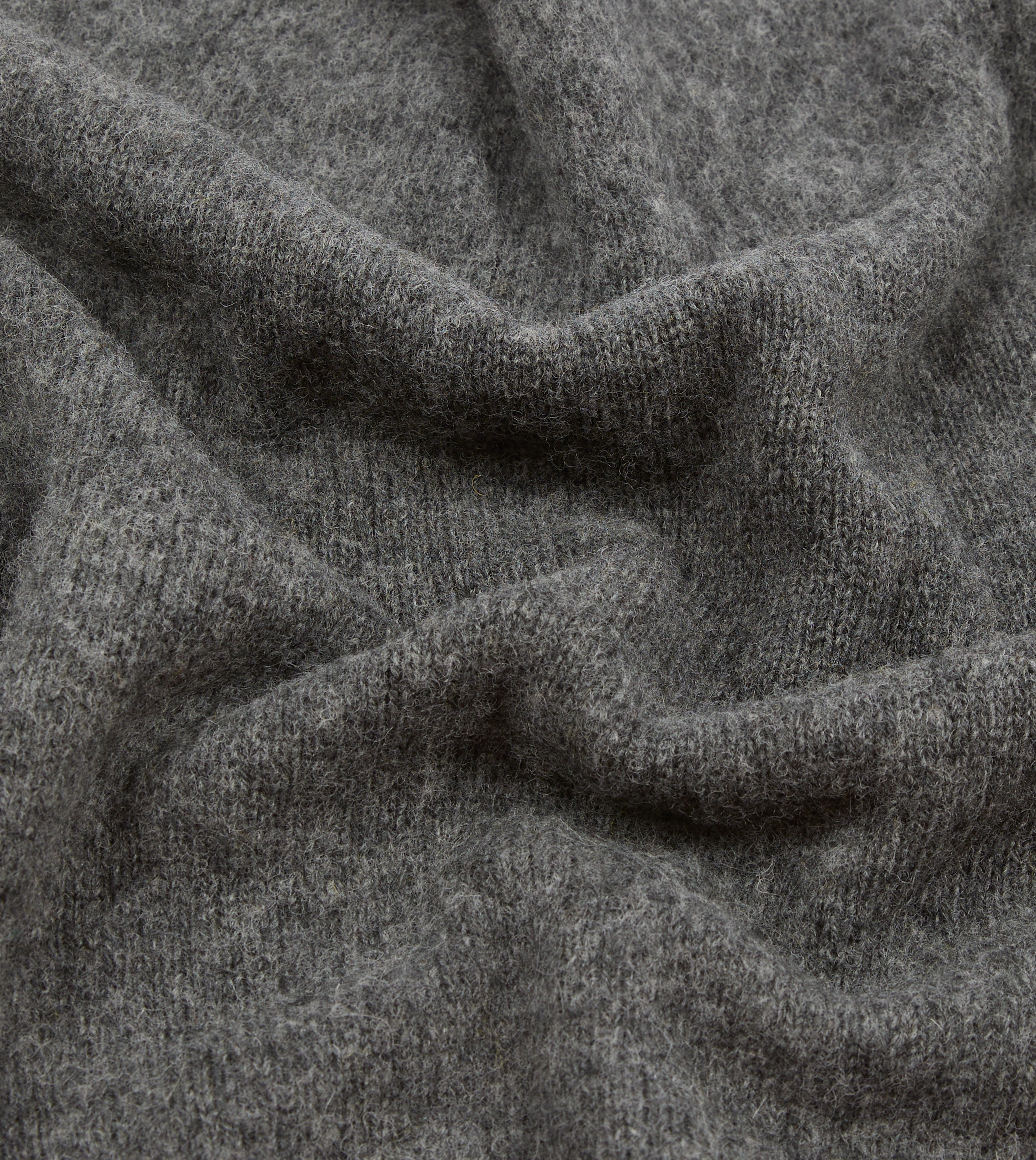 Charcoal Brushed Shetland Wool Crew Neck Sweater for Men - Warm Winter Knit Pullover for Casual & Office Wear