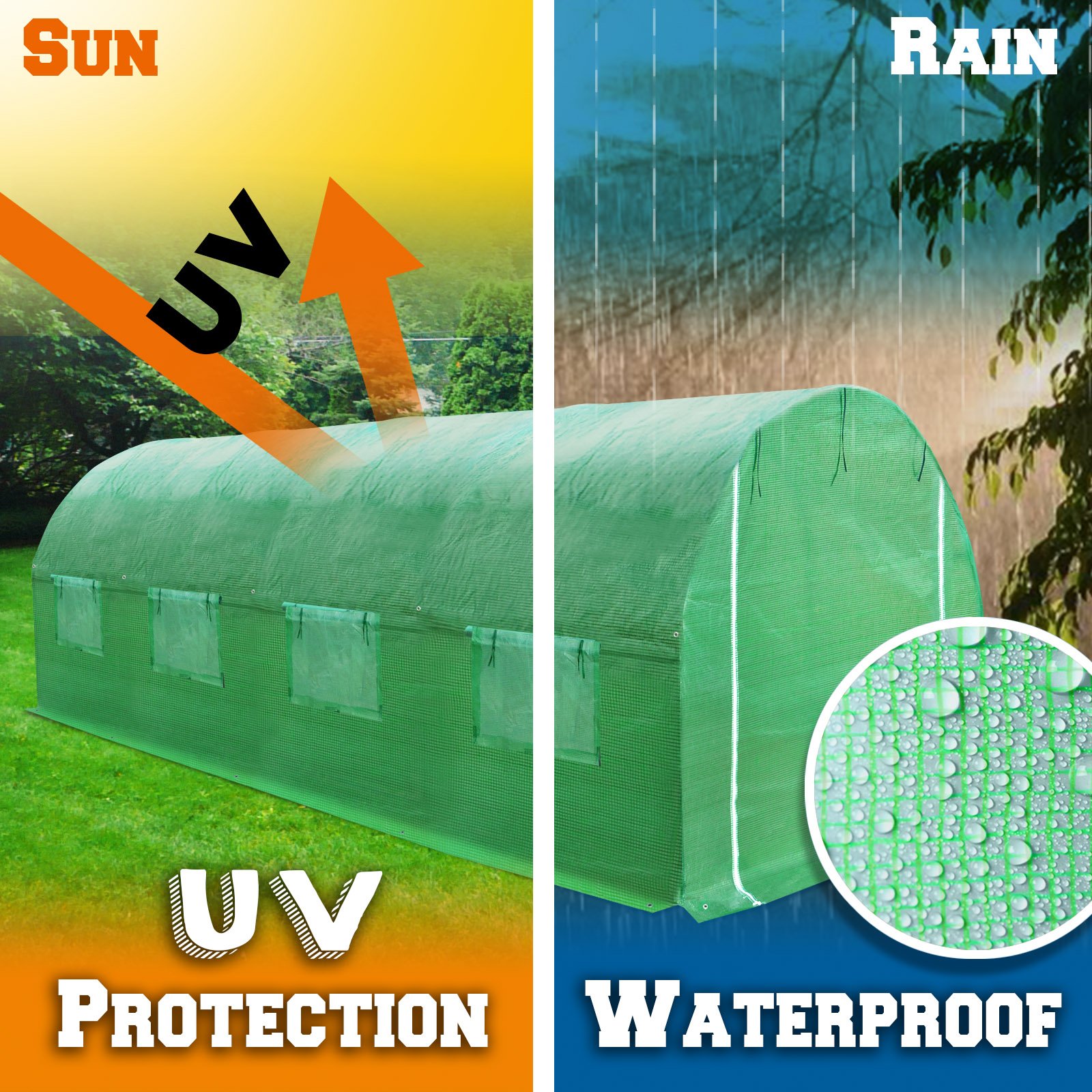 BenefitUSA 20'X10'X7' Walk-in Greenhouse Replacement Cover - Durable Outdoor Plant Gardening Cover for Large Greenhouses (Frame Not Included) - Perfect for Year-Round Gardening, Seed Starting & Plant Protection