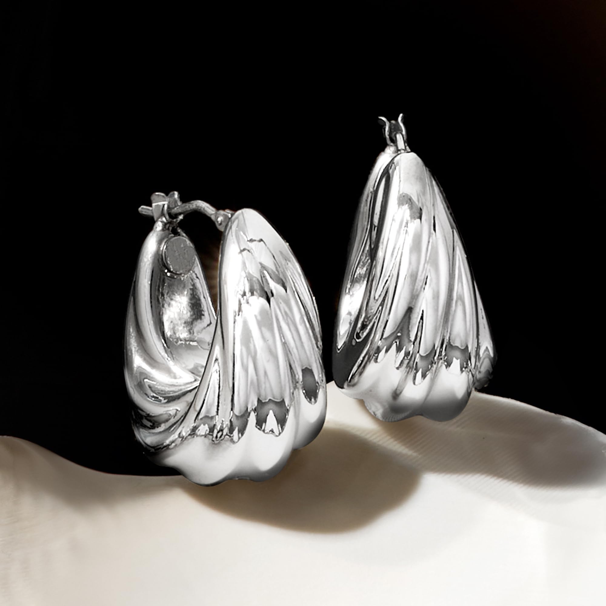 Ross-Simons Italian Sterling Silver Pleated Twist Hoop Earrings – Elegant Dangle Earrings for Women, Perfect for Parties, Weddings & Everyday Wear
