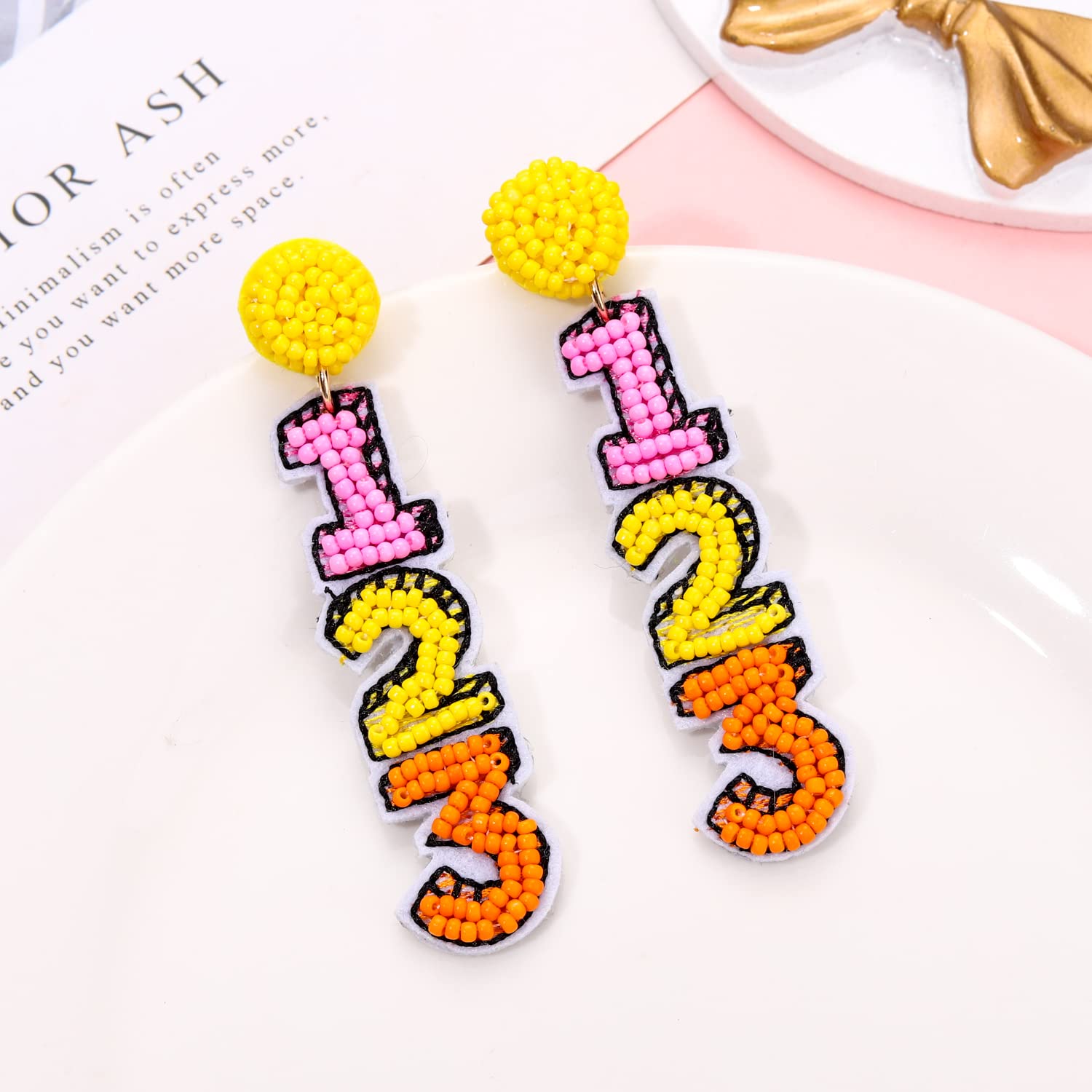 Beaded Apple ABC Pencil Earrings - Colorful Teacher Jewelry Gift for School & Appreciation