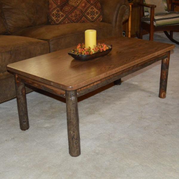 Solid Hickory Wood Coffee Table - Rustic Farmhouse Style Living Room Furniture for Home Decor & Relaxation
