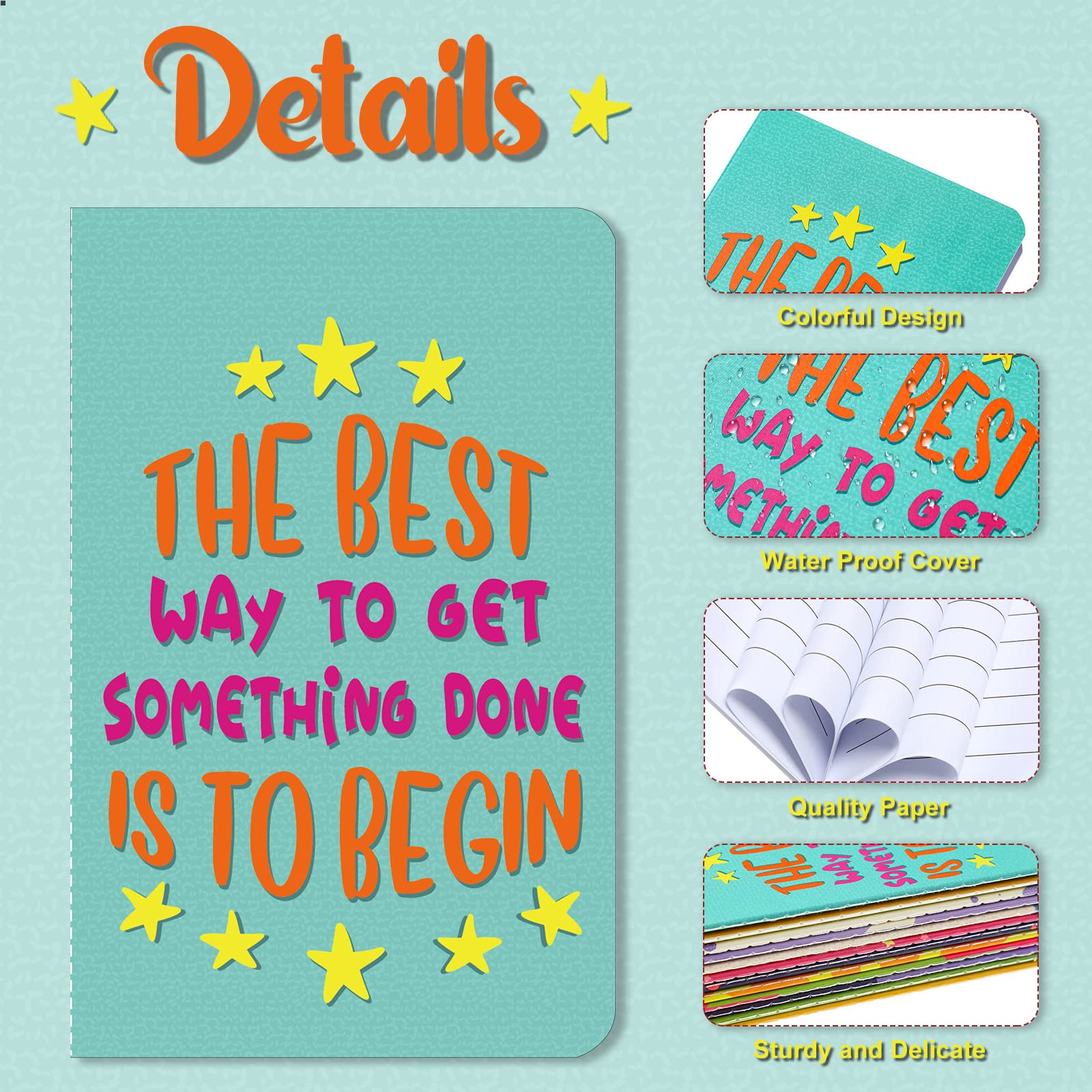 Zonon 24-Pack Mini Colorful Notebooks Bulk - Motivational Journals & Inspirational Notepads for Teachers, Office, Travel - Small Pocket Notebooks with Funny Quotes (Cute Style) - Perfect for Gifts, School Prizes & Daily Journaling